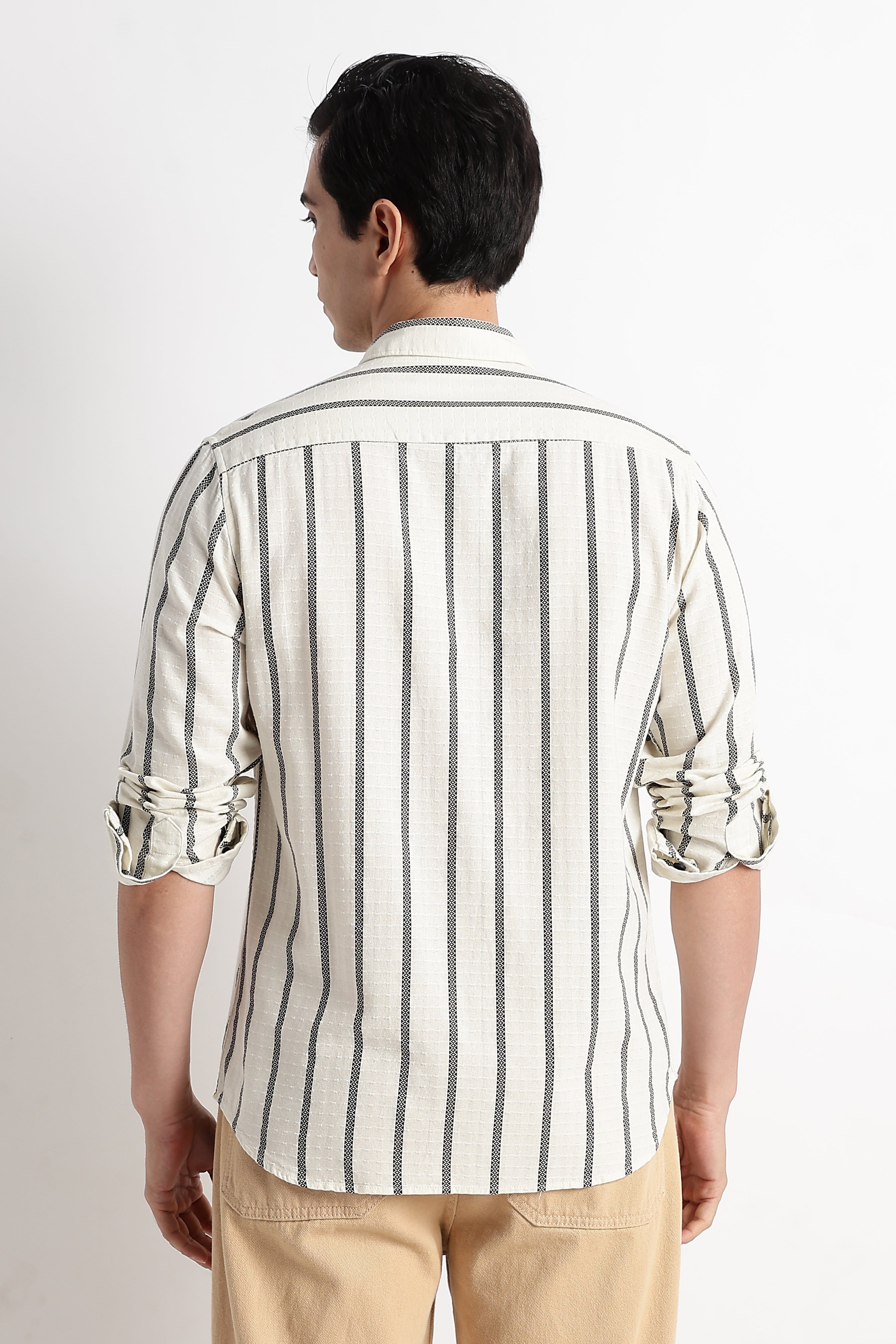 Men Vertical Stripe Textured Shirt