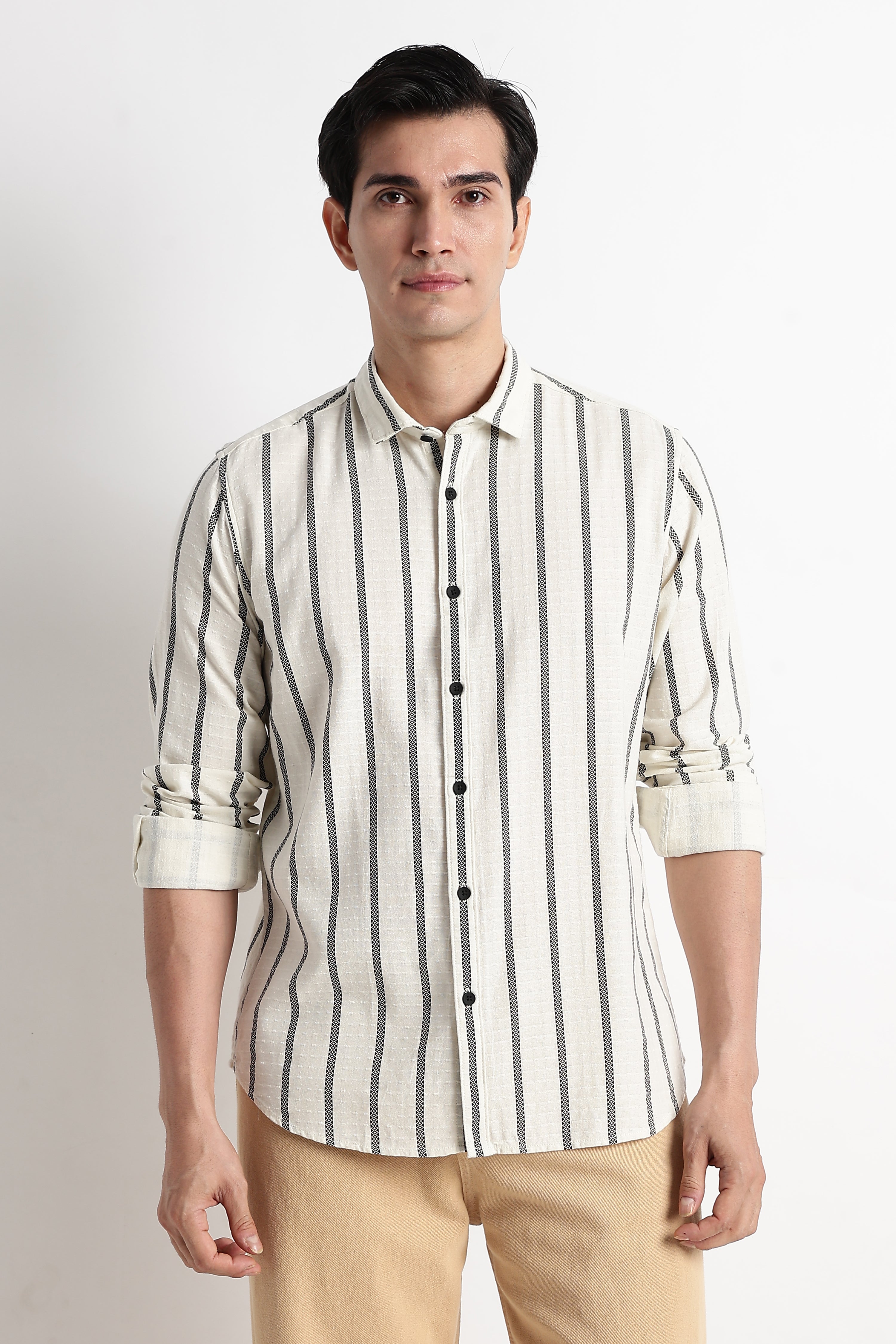Men Vertical Stripe Textured Shirt