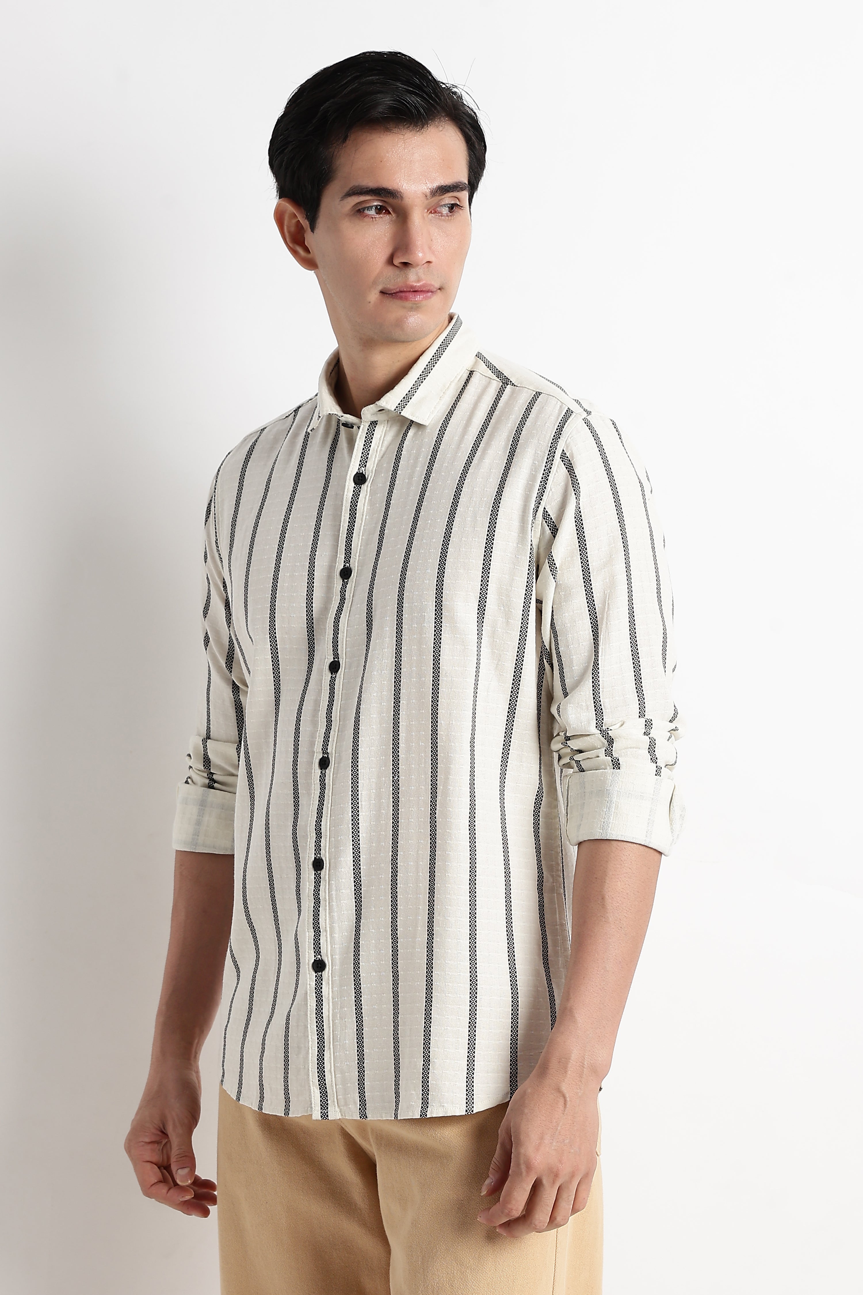 Men Vertical Stripe Textured Shirt