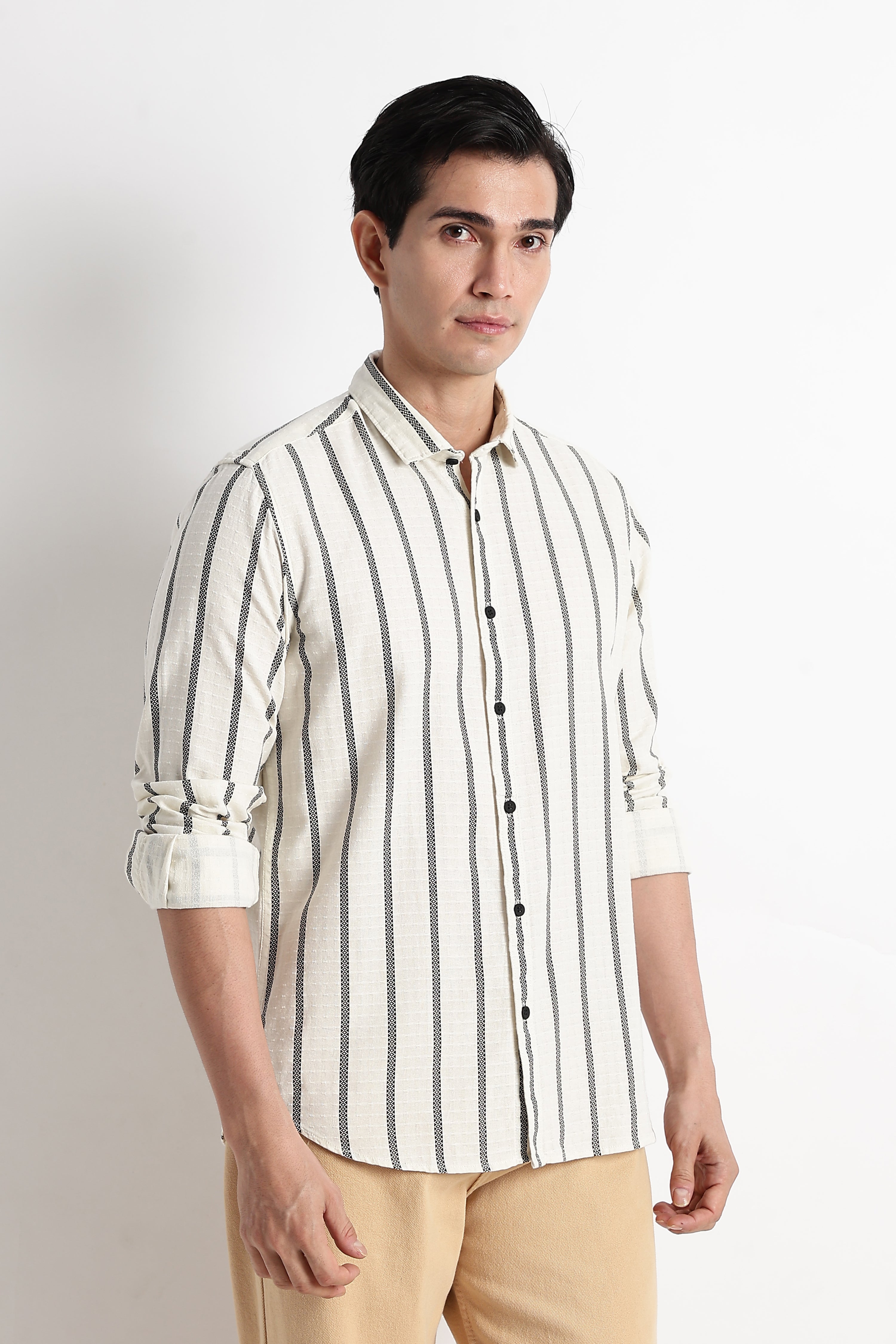 Men Vertical Stripe Textured Shirt