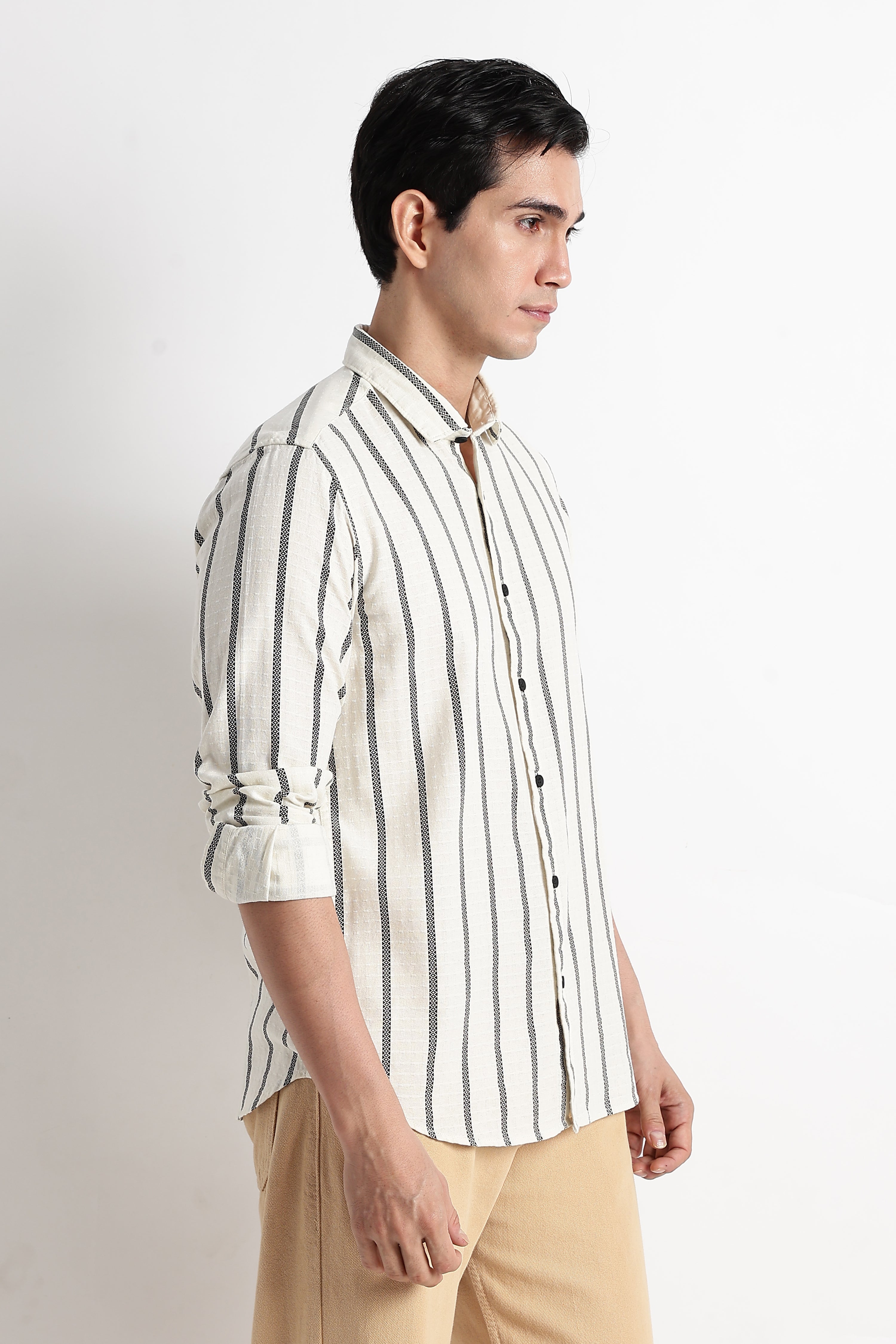 Men Vertical Stripe Textured Shirt