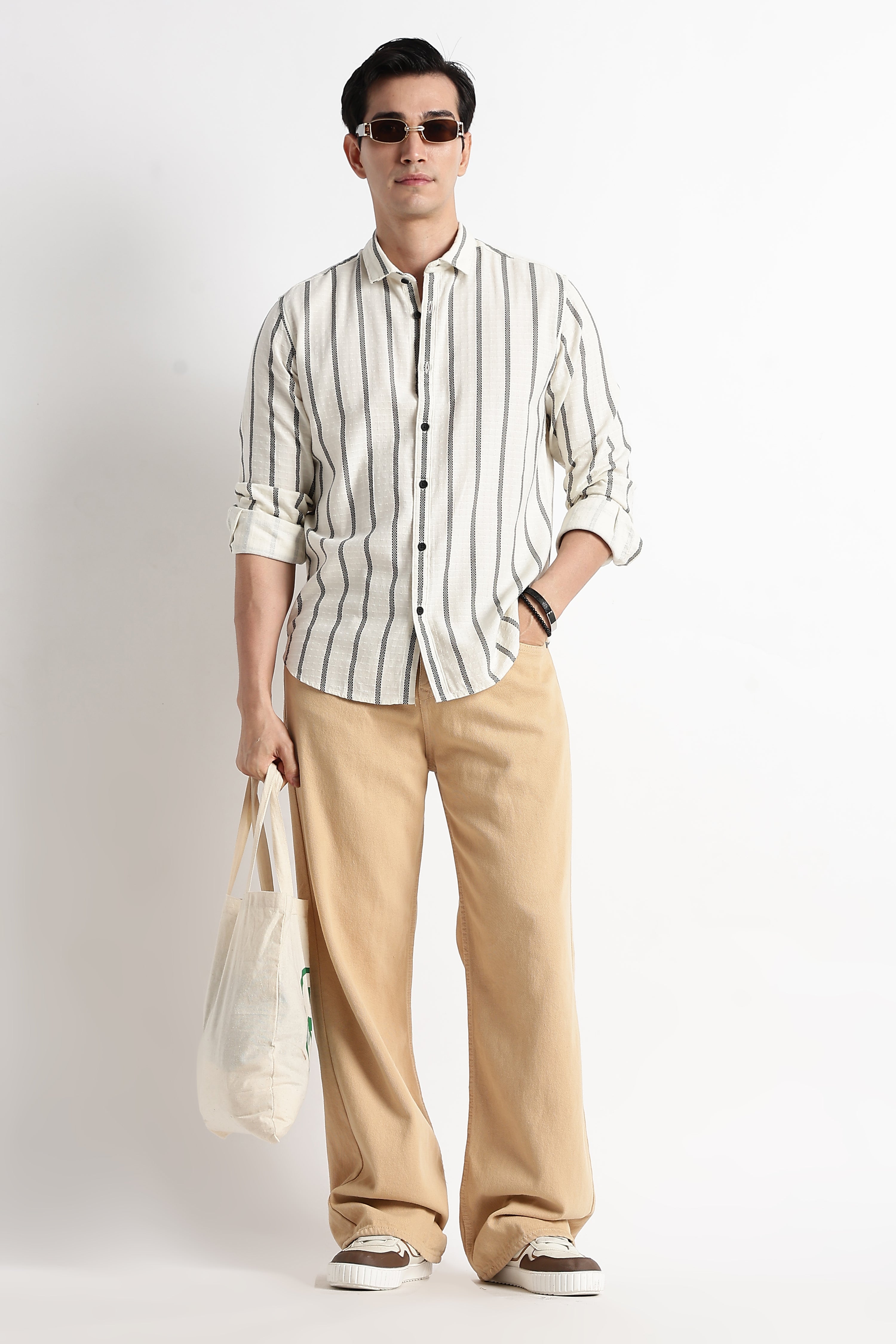 Men Vertical Stripe Textured Shirt