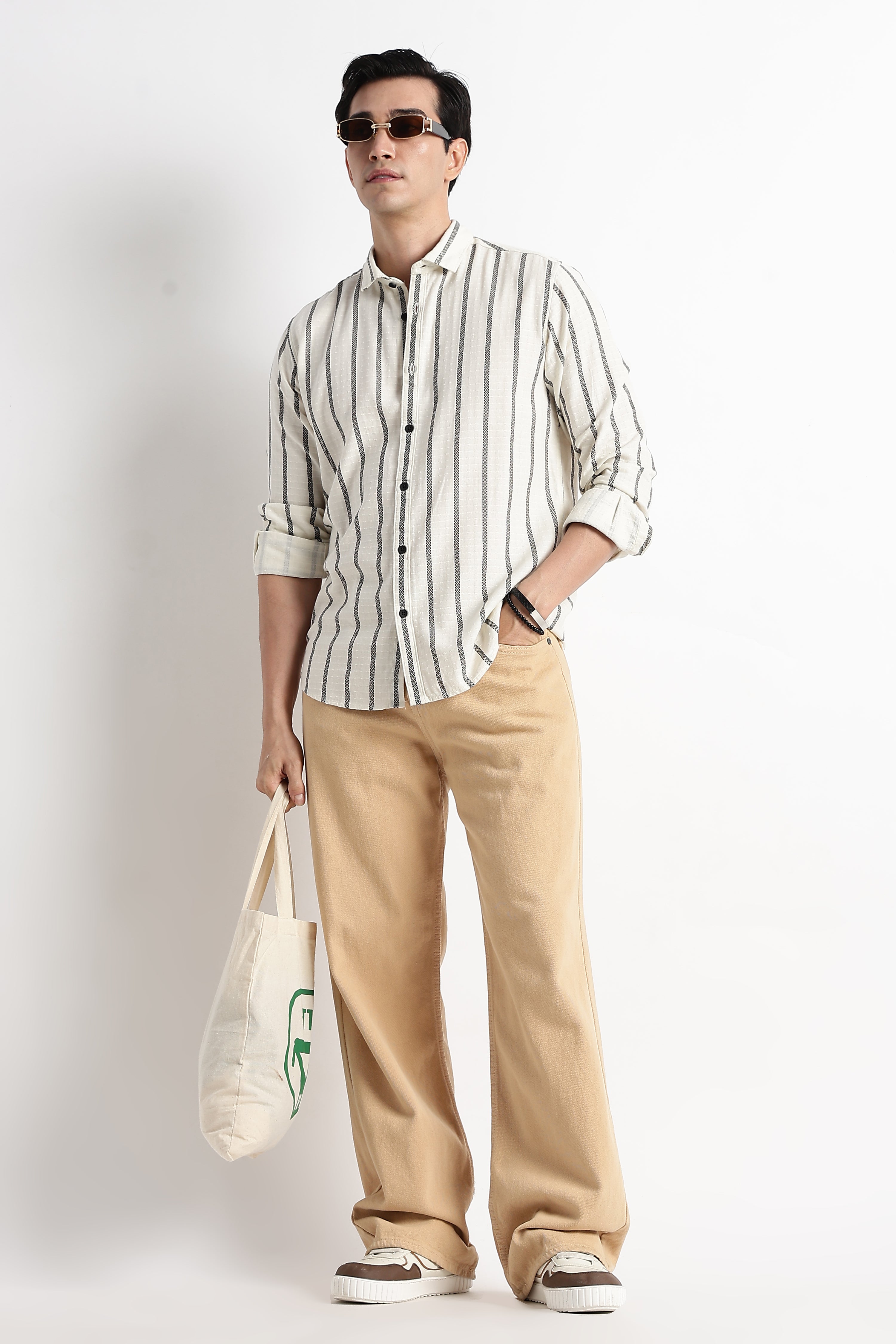 Men Vertical Stripe Textured Shirt