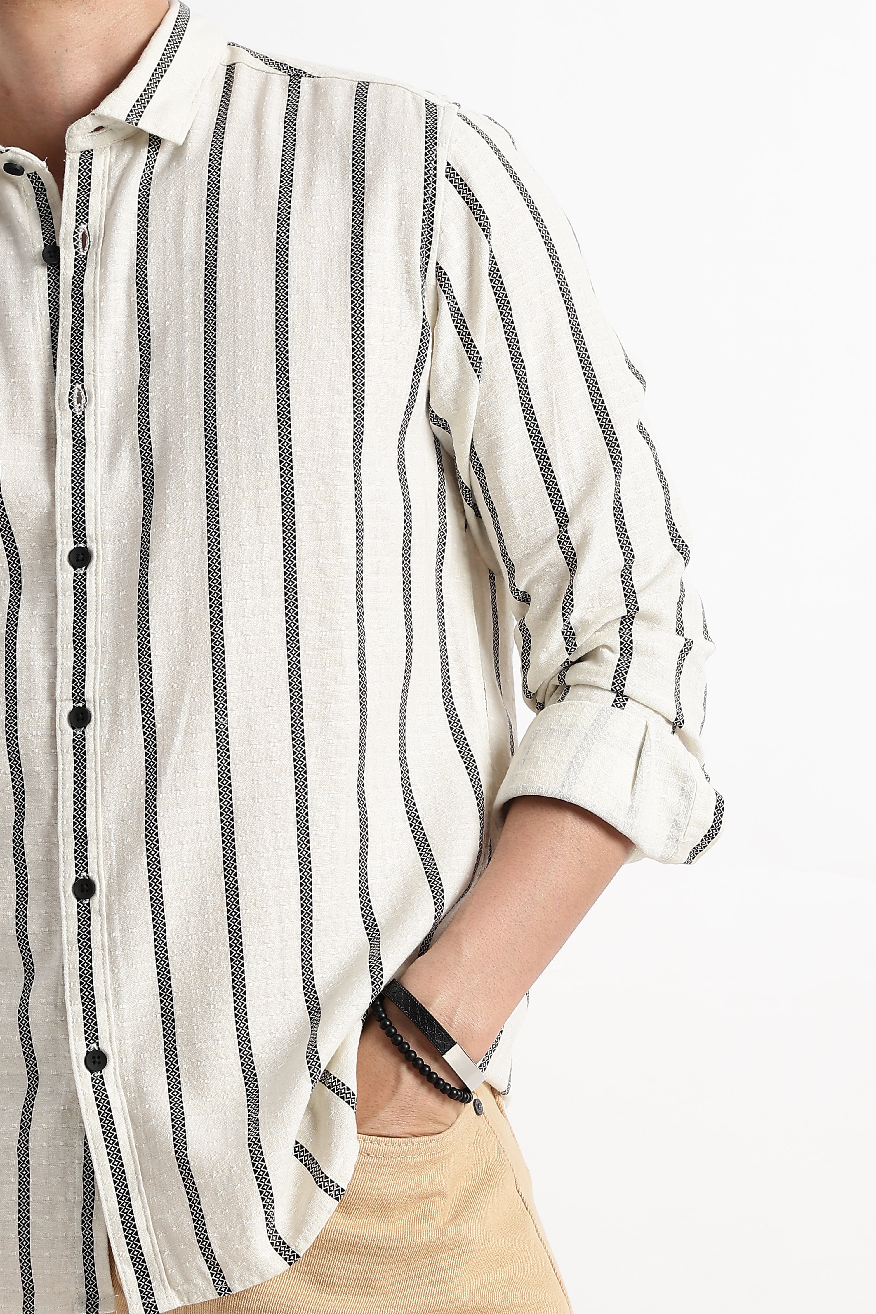 Men Vertical Stripe Textured Shirt