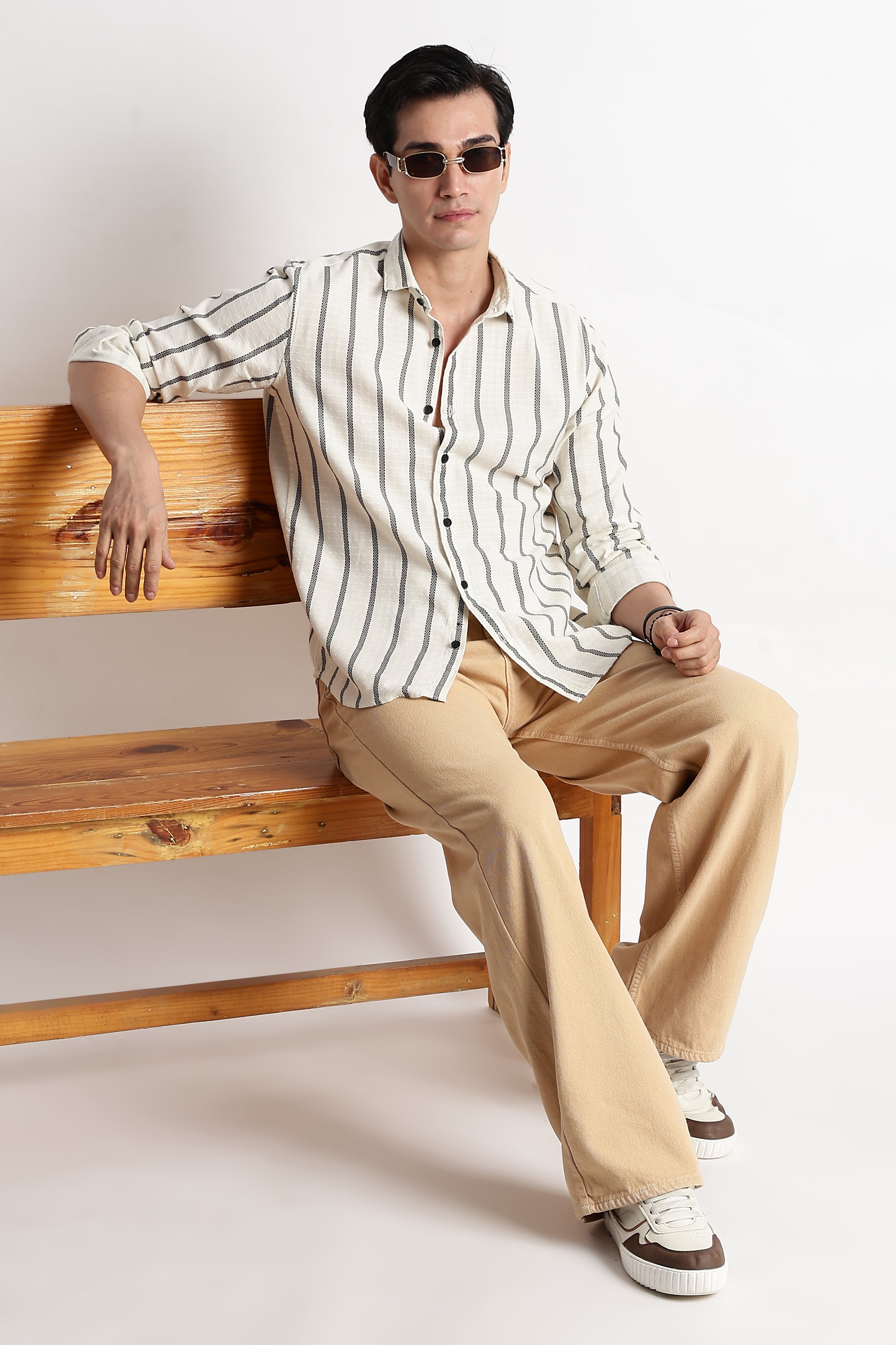 Men Vertical Stripe Textured Shirt