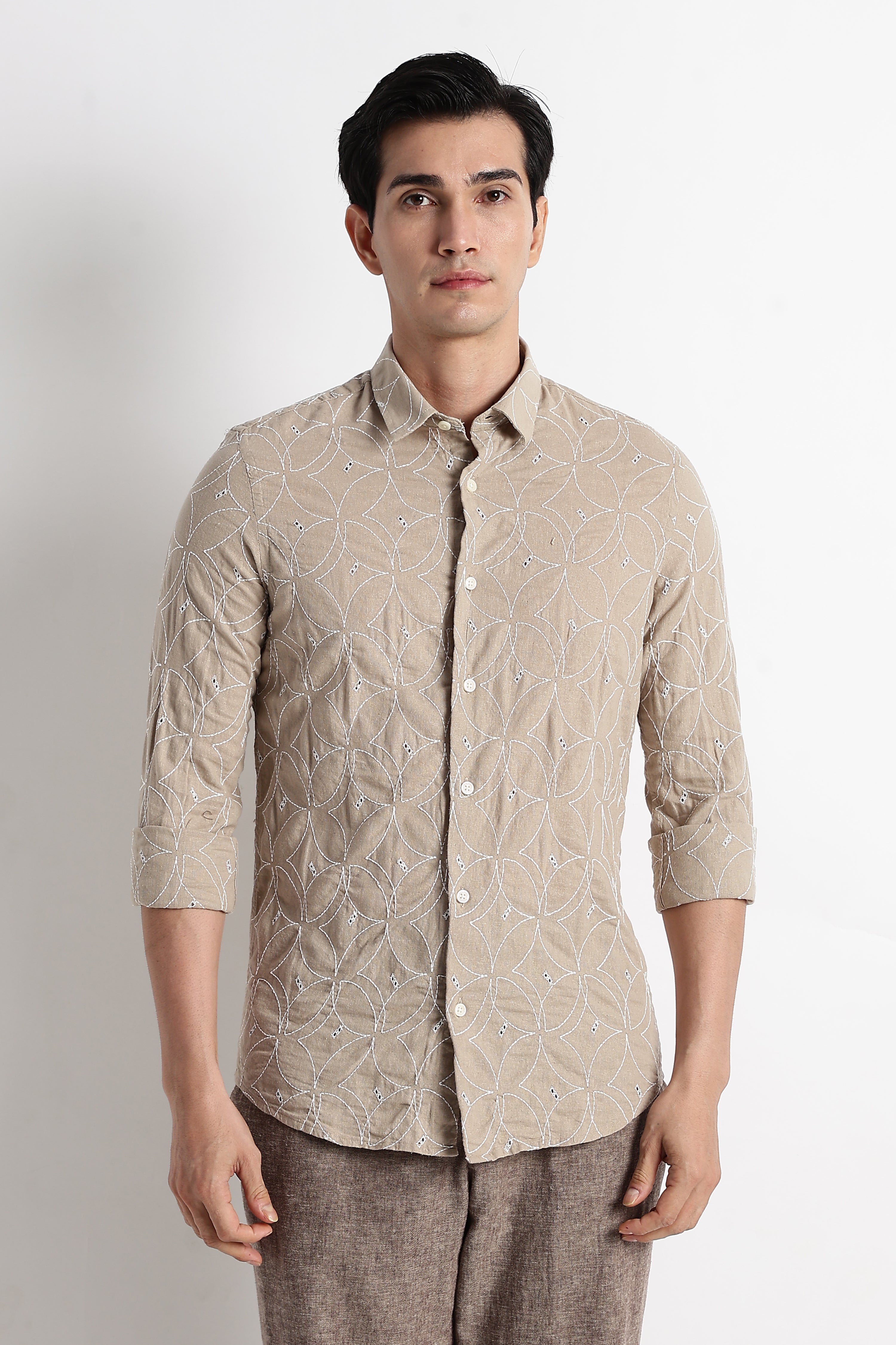 Men Embroided Cotton Shirt