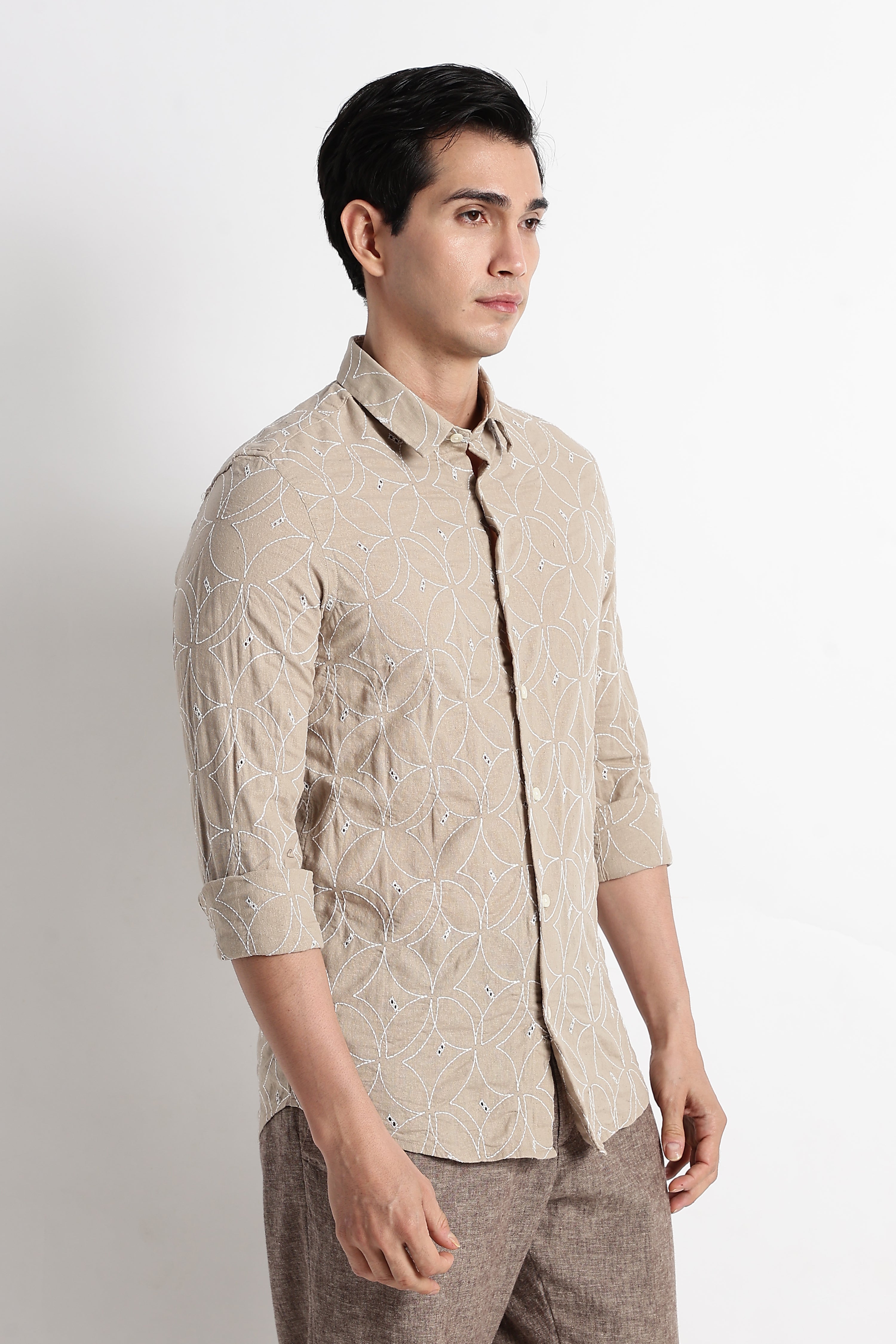 Men Embroided Cotton Shirt