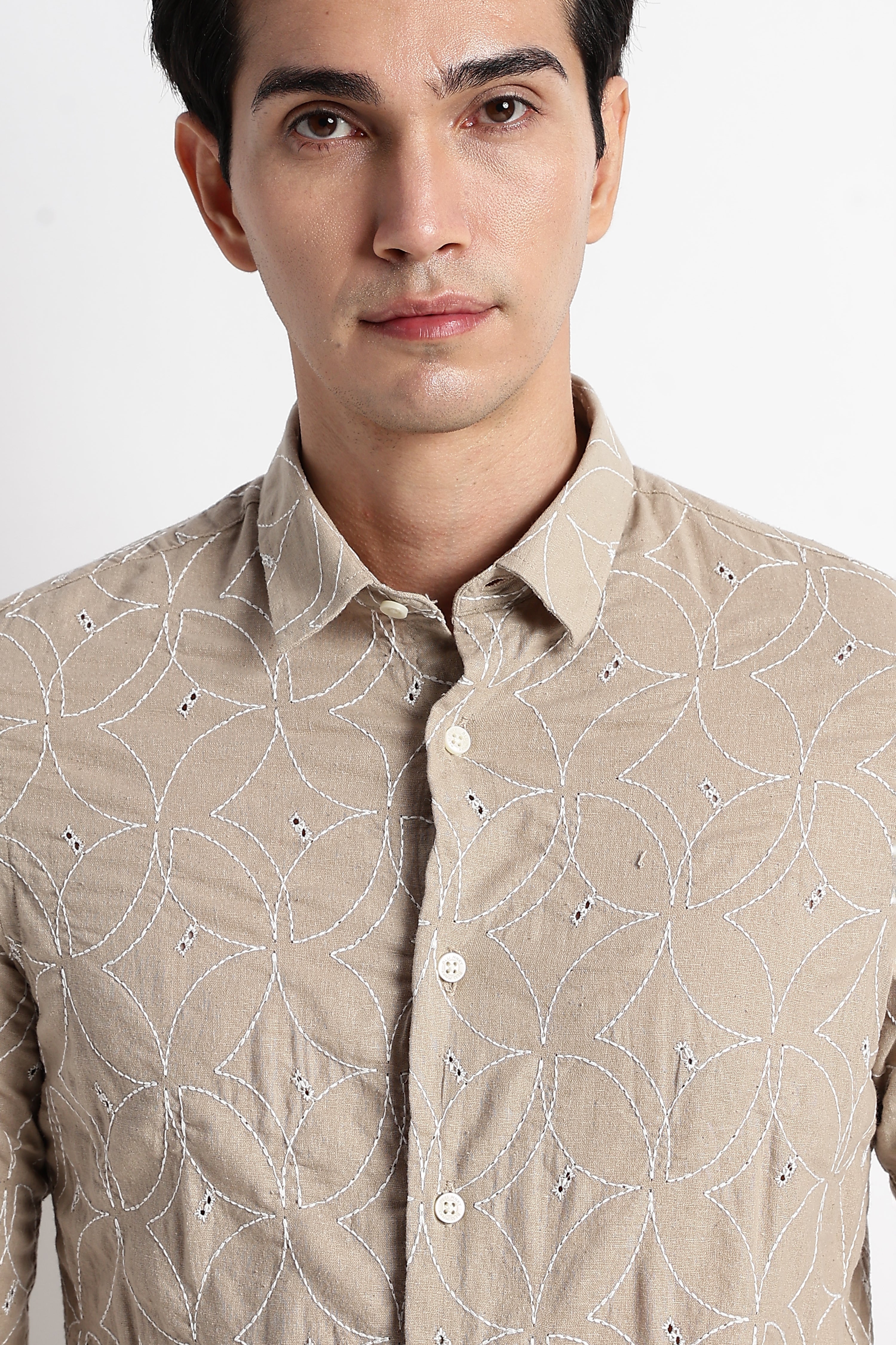 Men Embroided Cotton Shirt