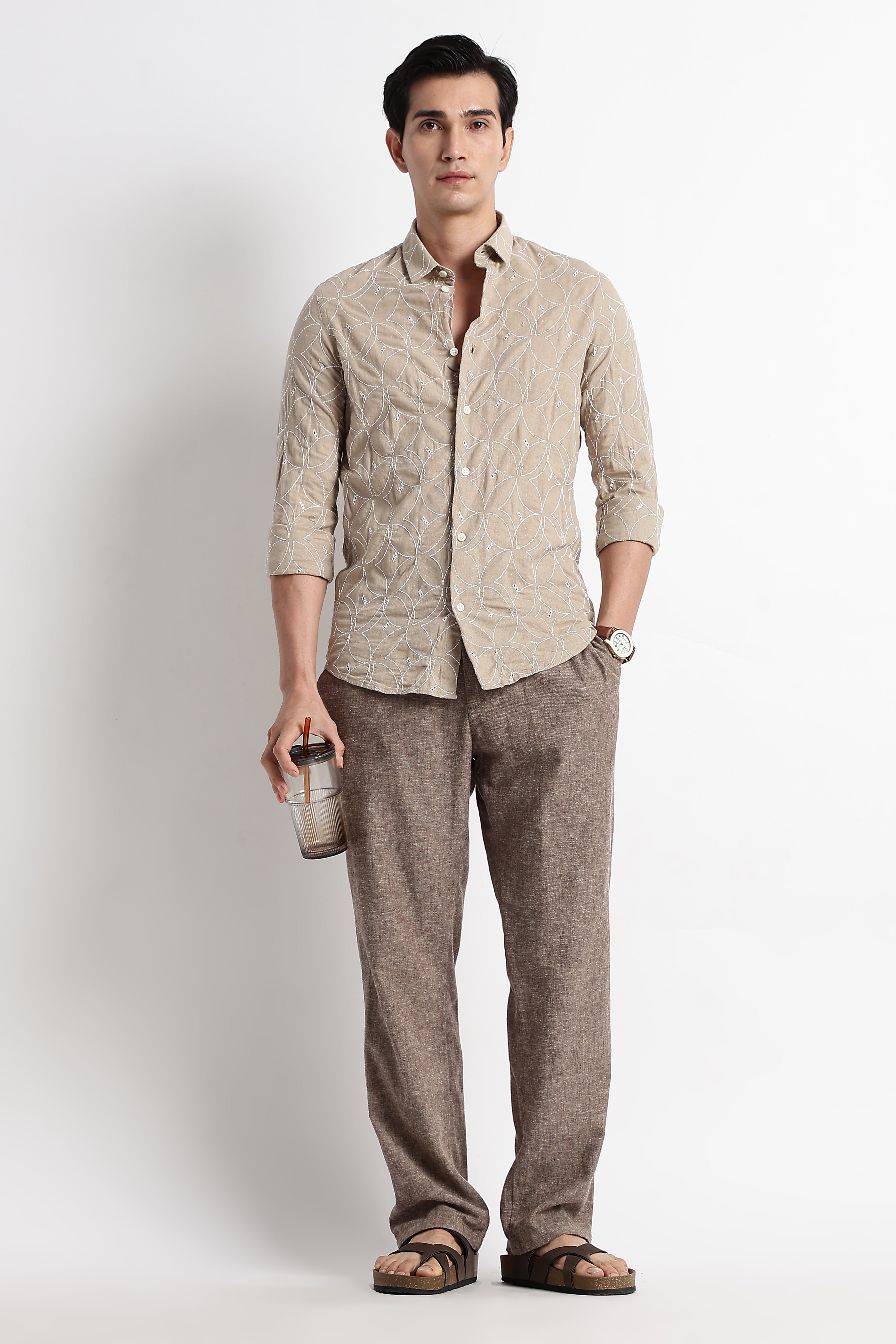 Men Embroided Cotton Shirt
