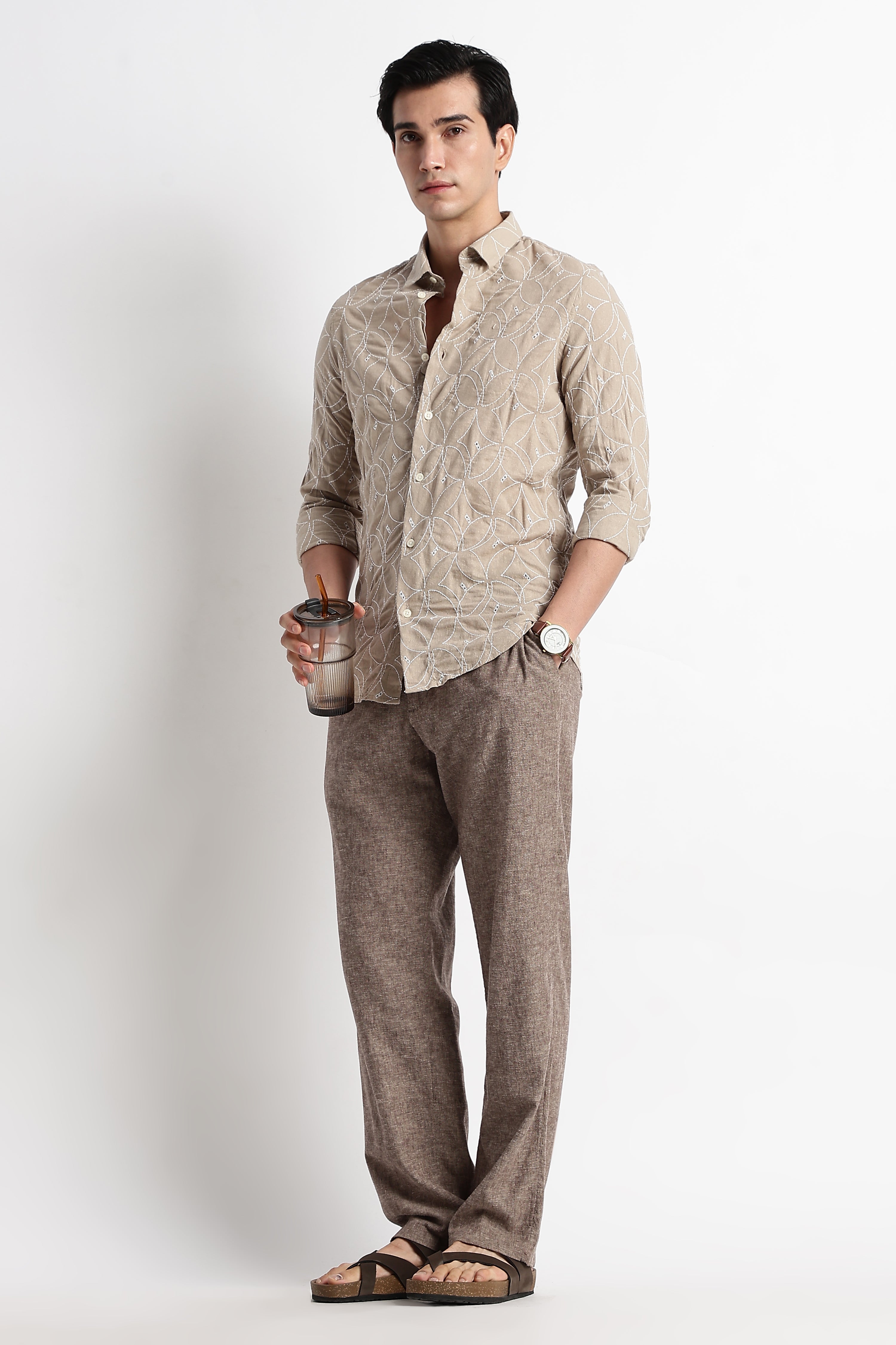 Men Embroided Cotton Shirt