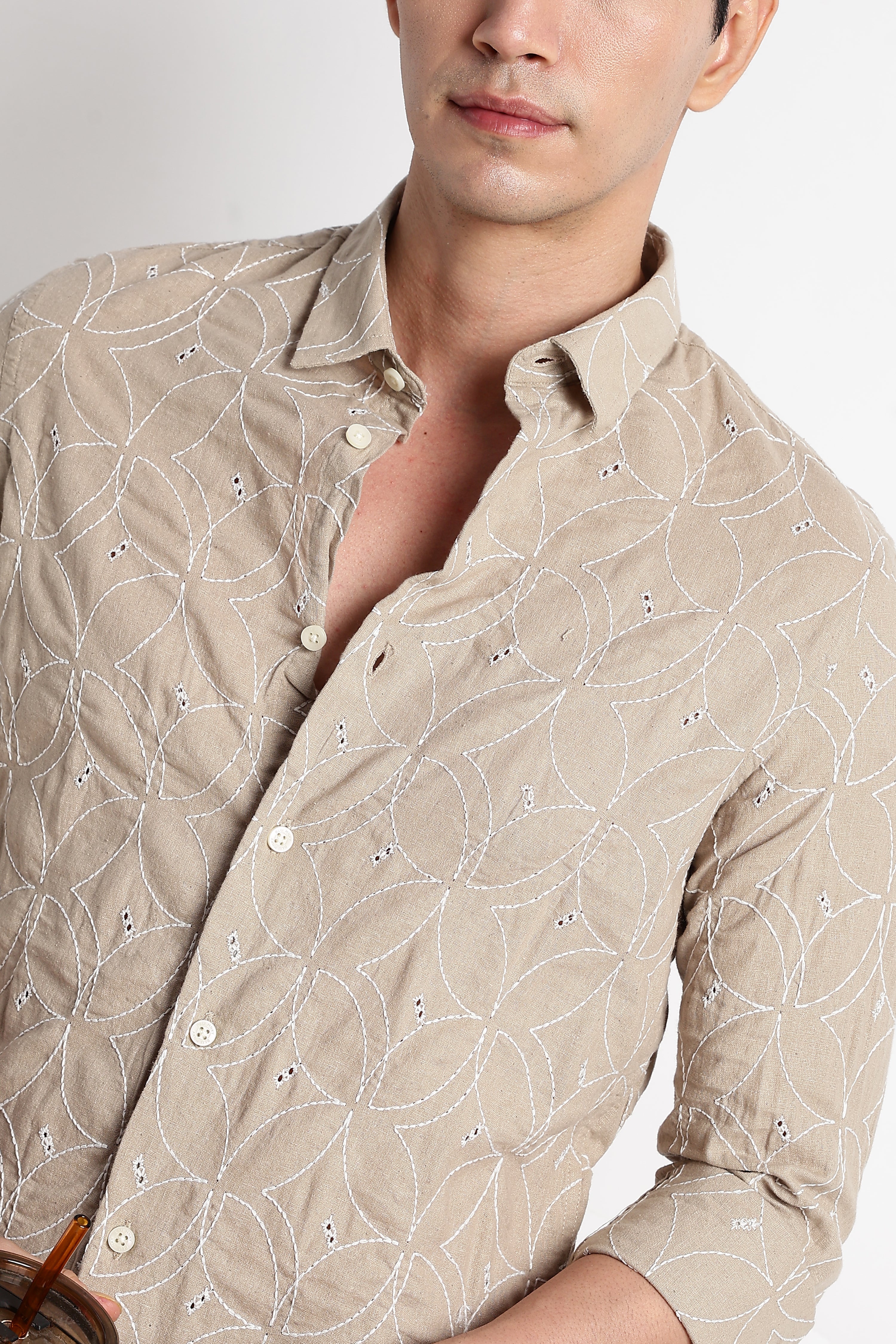 Men Embroided Cotton Shirt