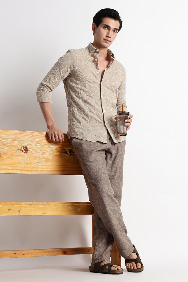 Men Embroided Cotton Shirt