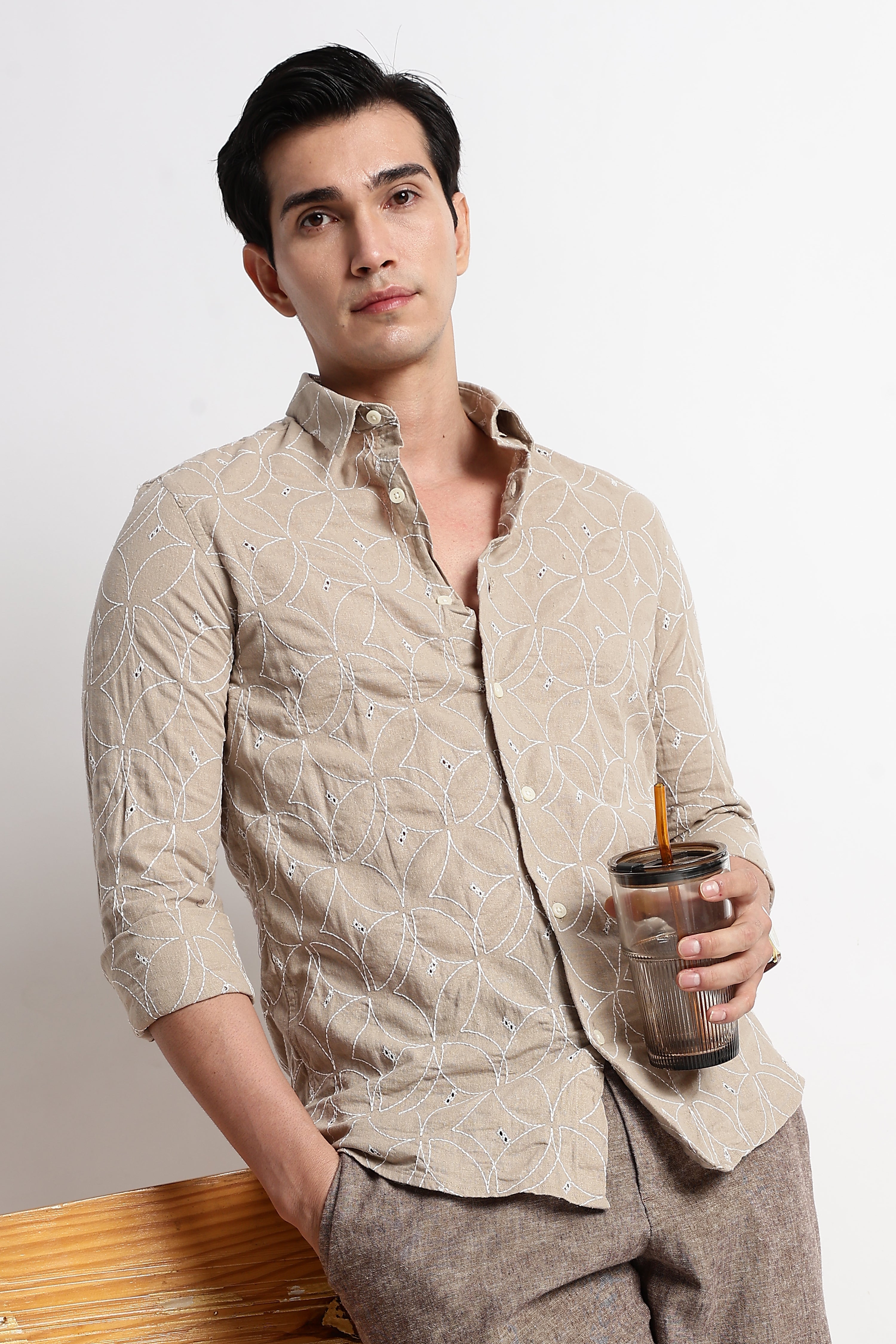 Men Embroided Cotton Shirt