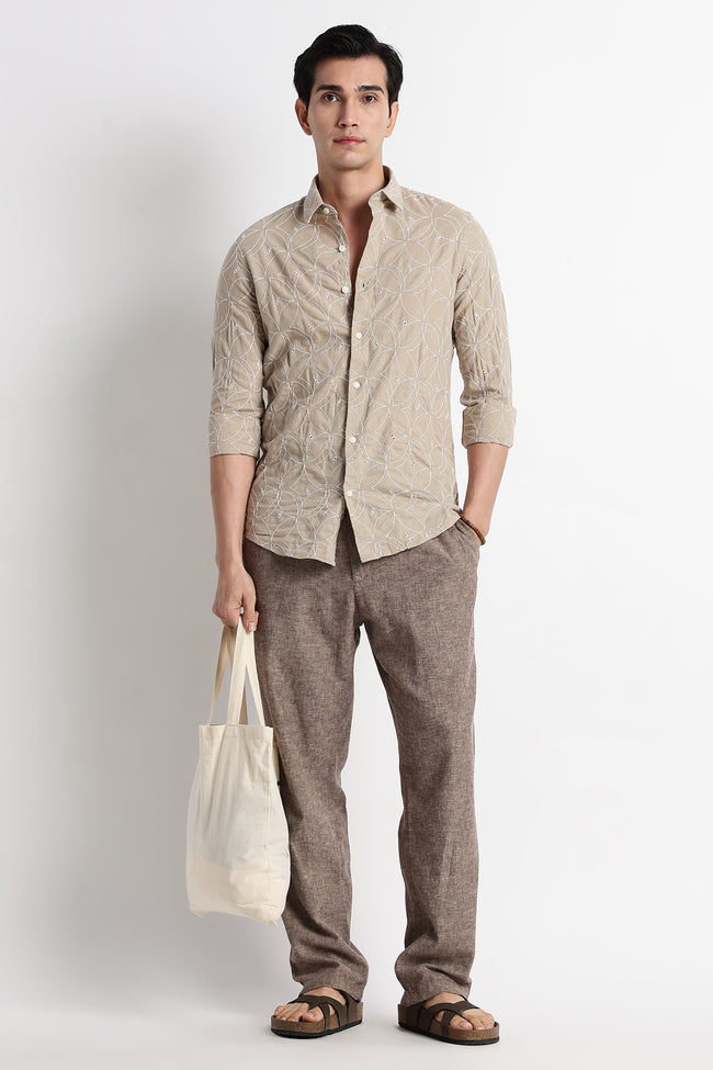 Men Embroided Cotton Shirt