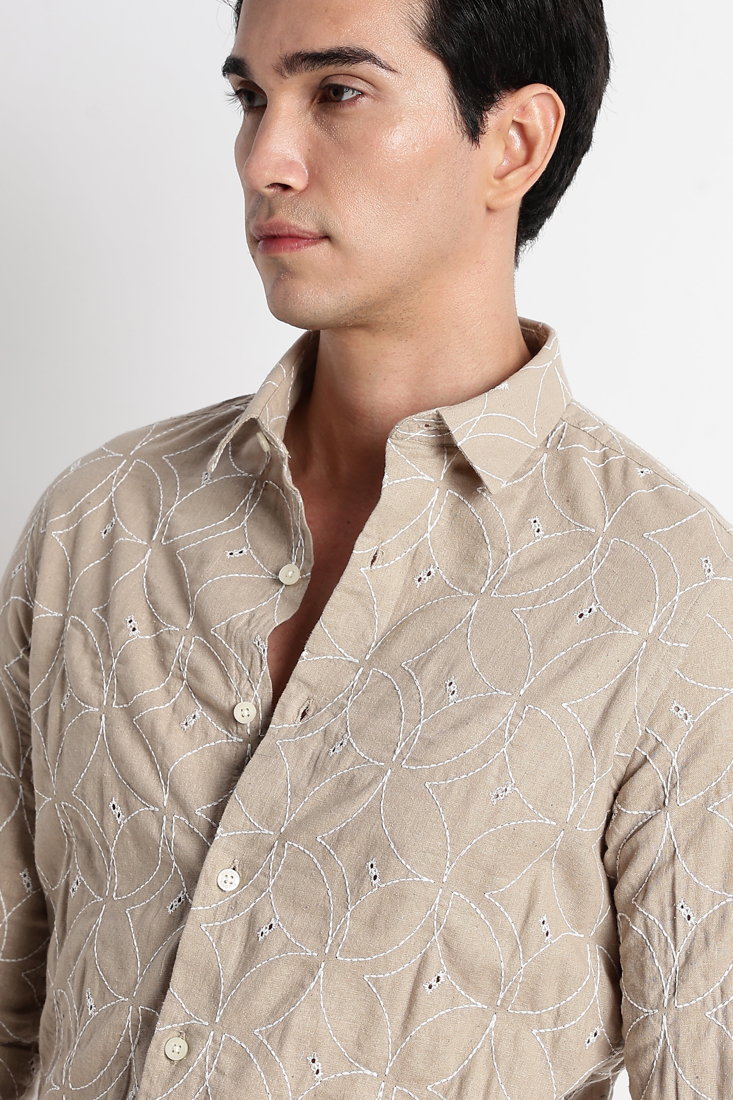 Men Embroided Cotton Shirt