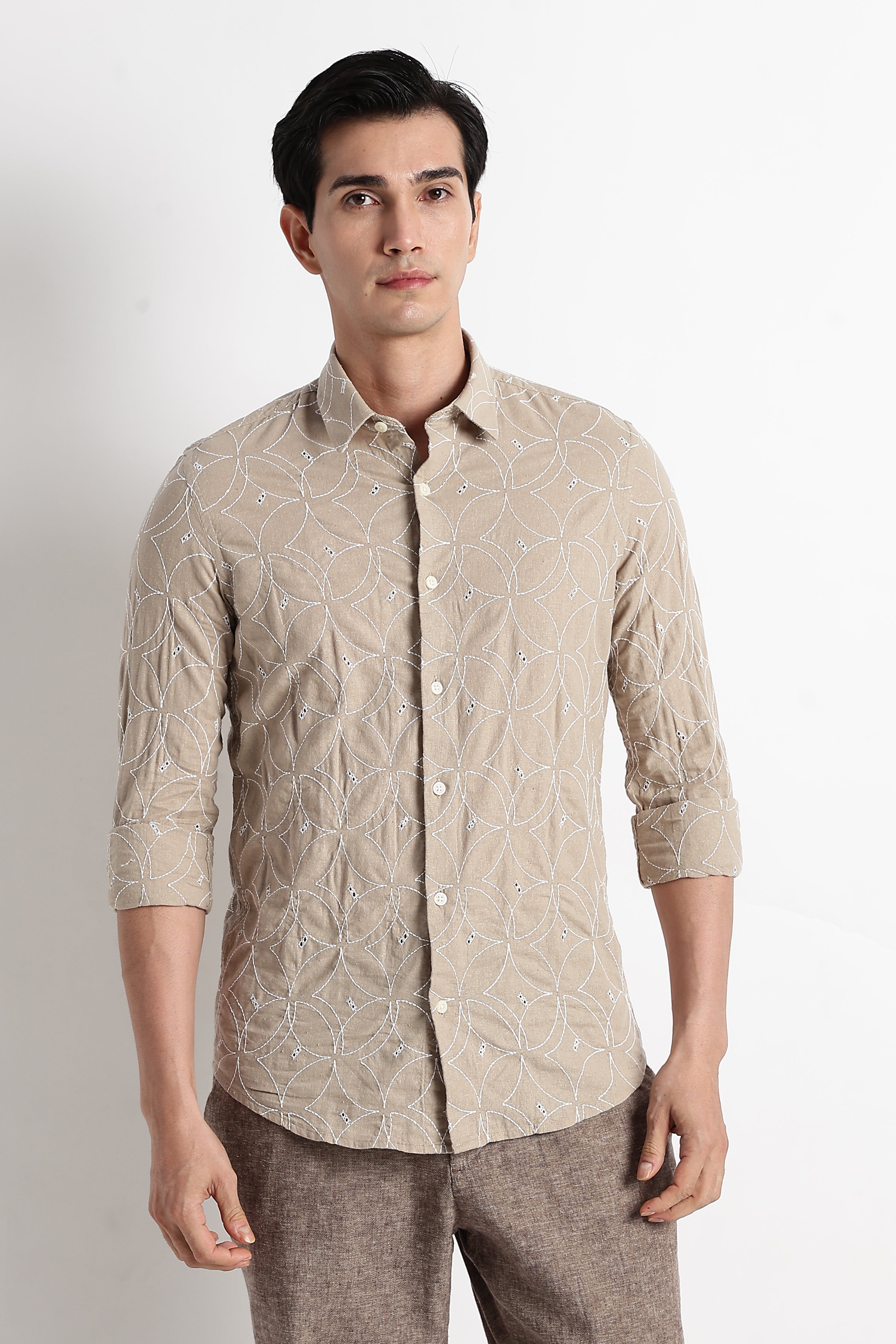 Men Embroided Cotton Shirt