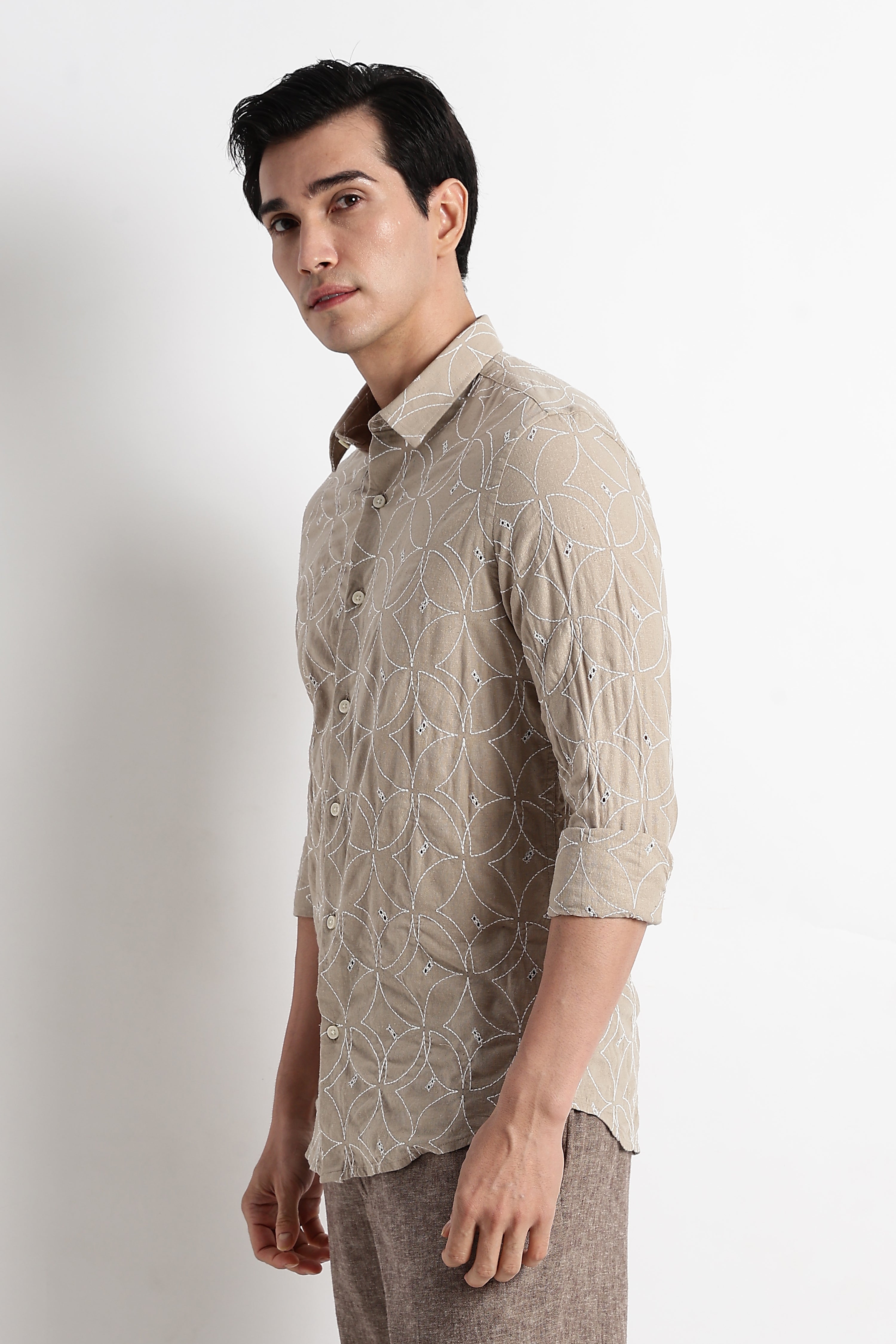 Men Embroided Cotton Shirt