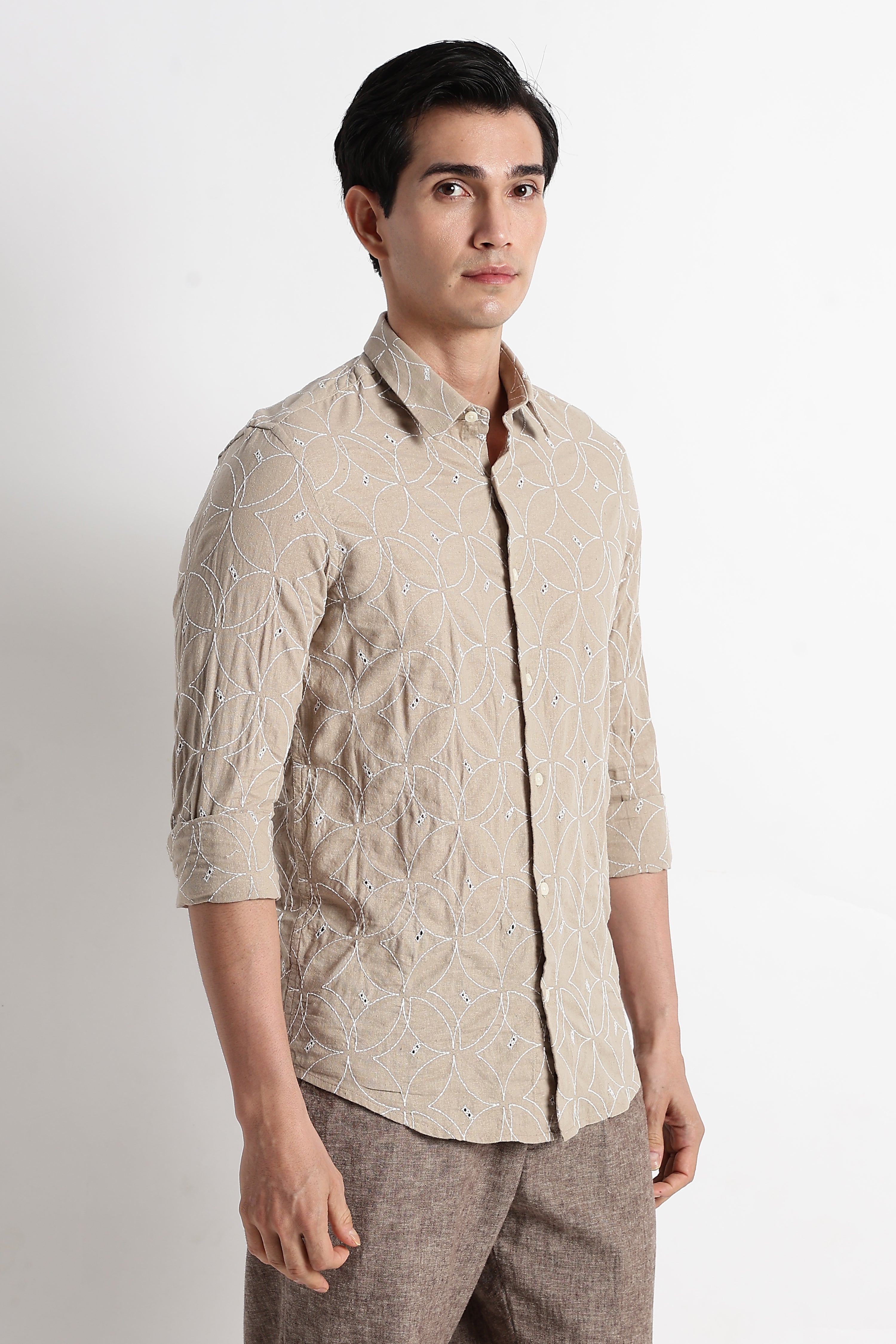Men Embroided Cotton Shirt