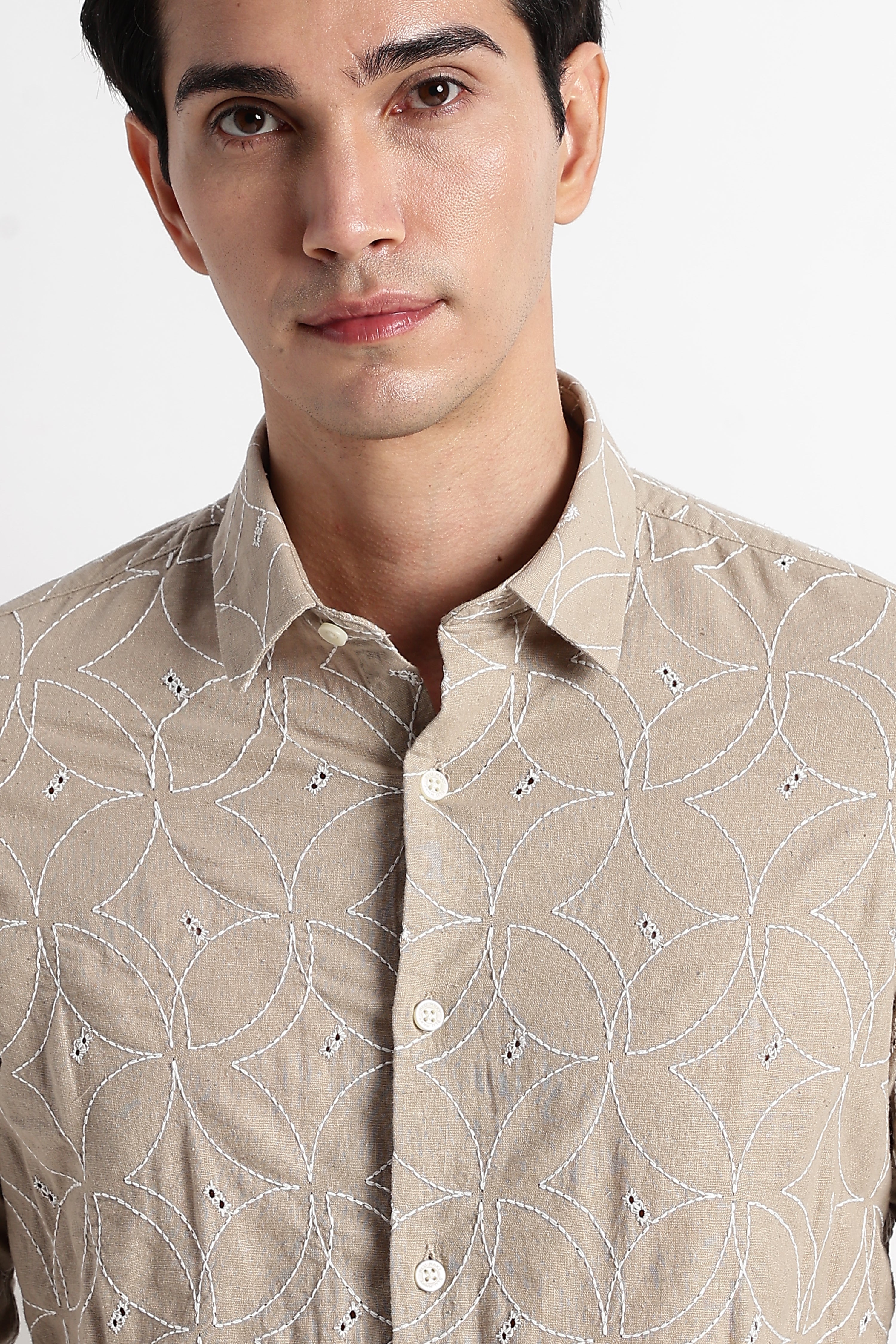 Men Embroided Cotton Shirt