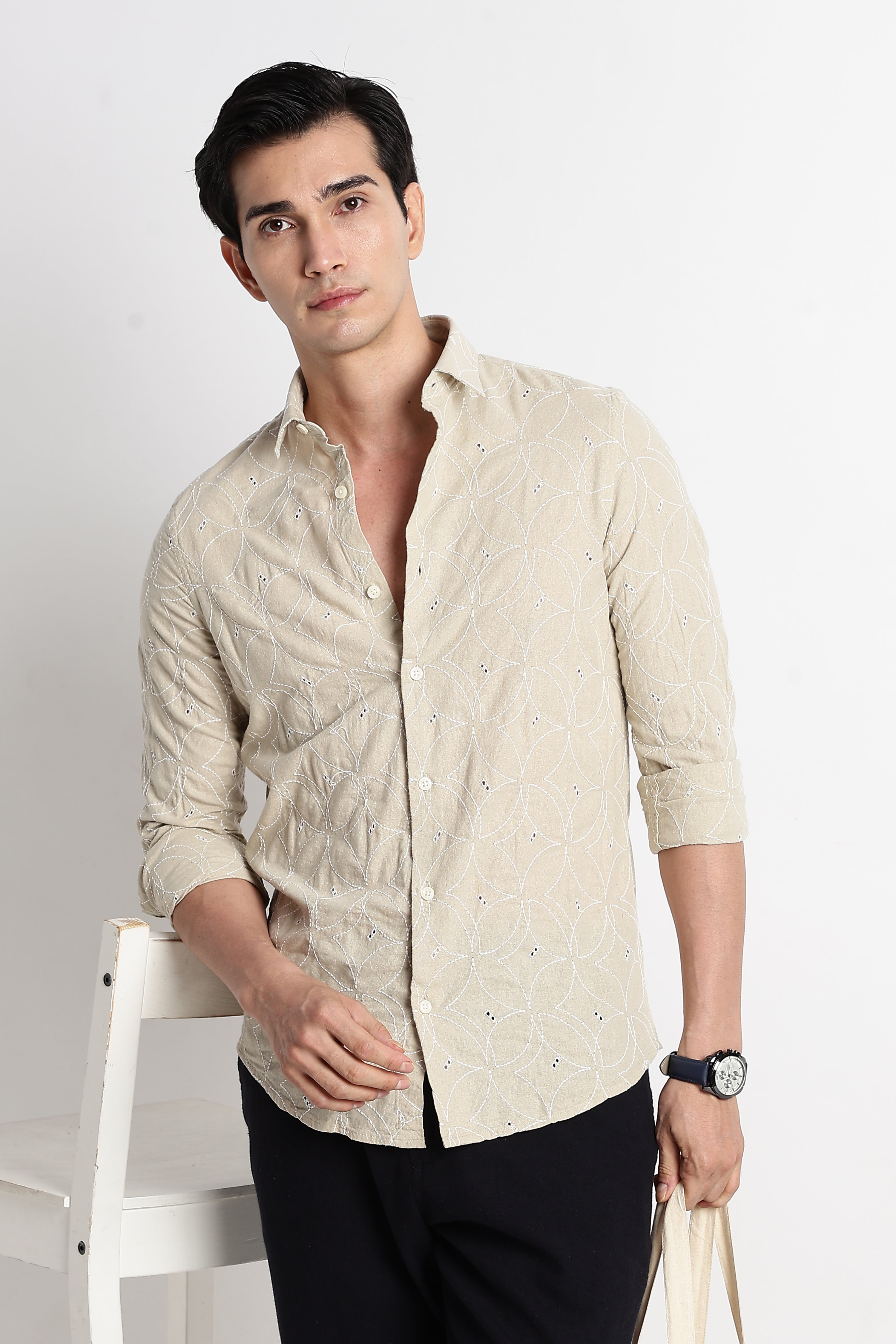 Men Embroided Cotton Shirt