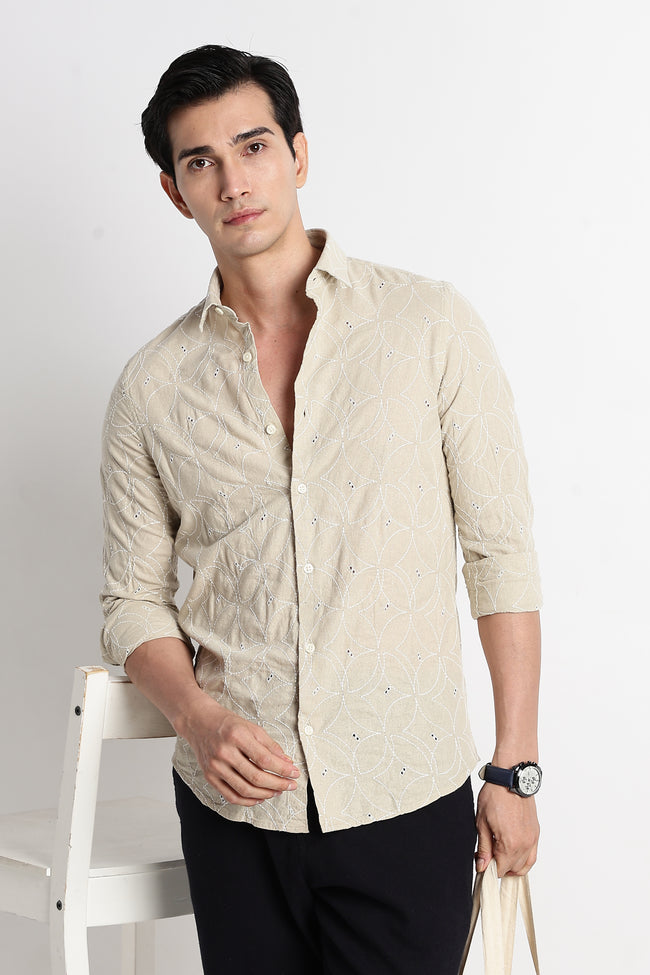 Men Embroided Cotton Shirt