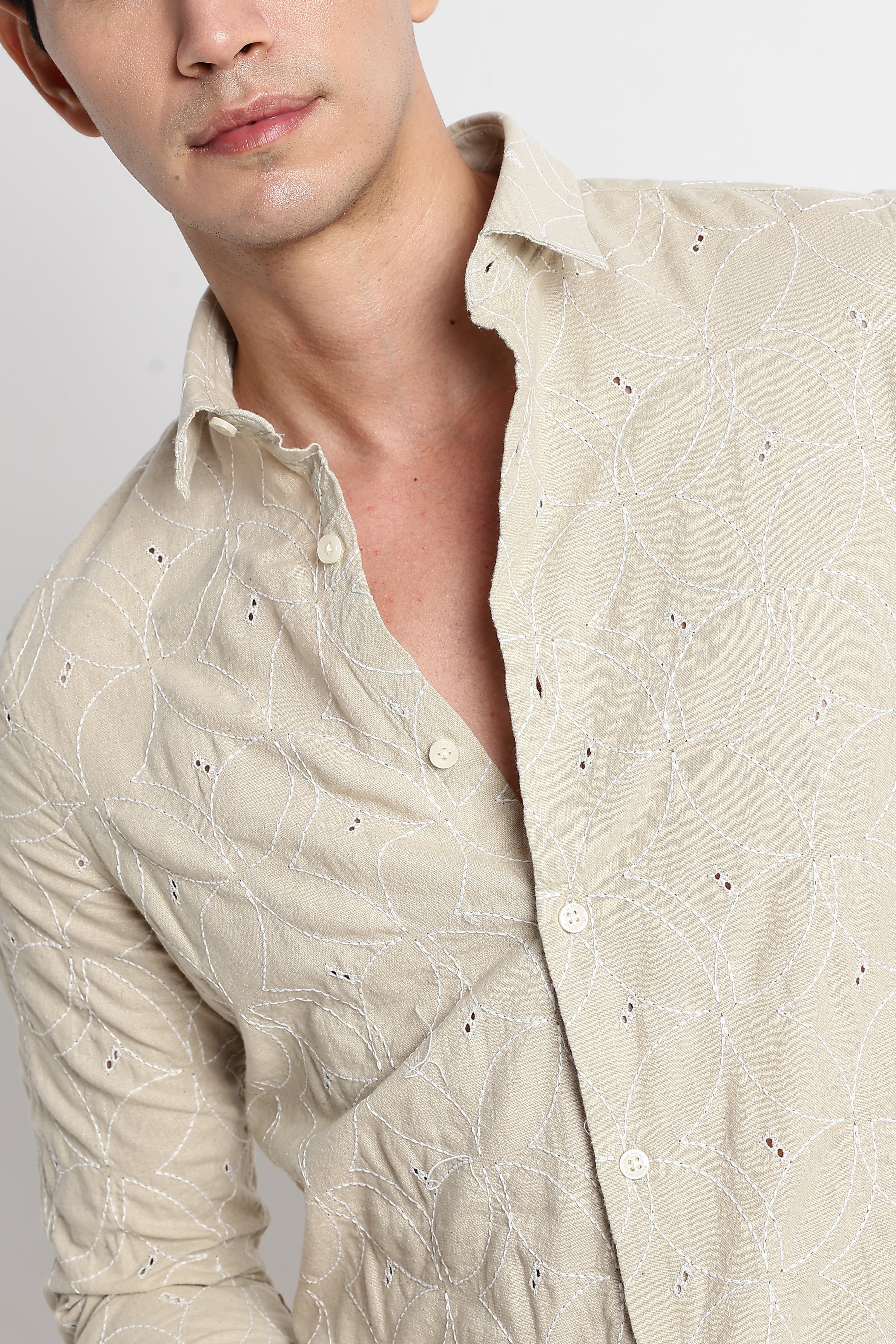 Men Embroided Cotton Shirt