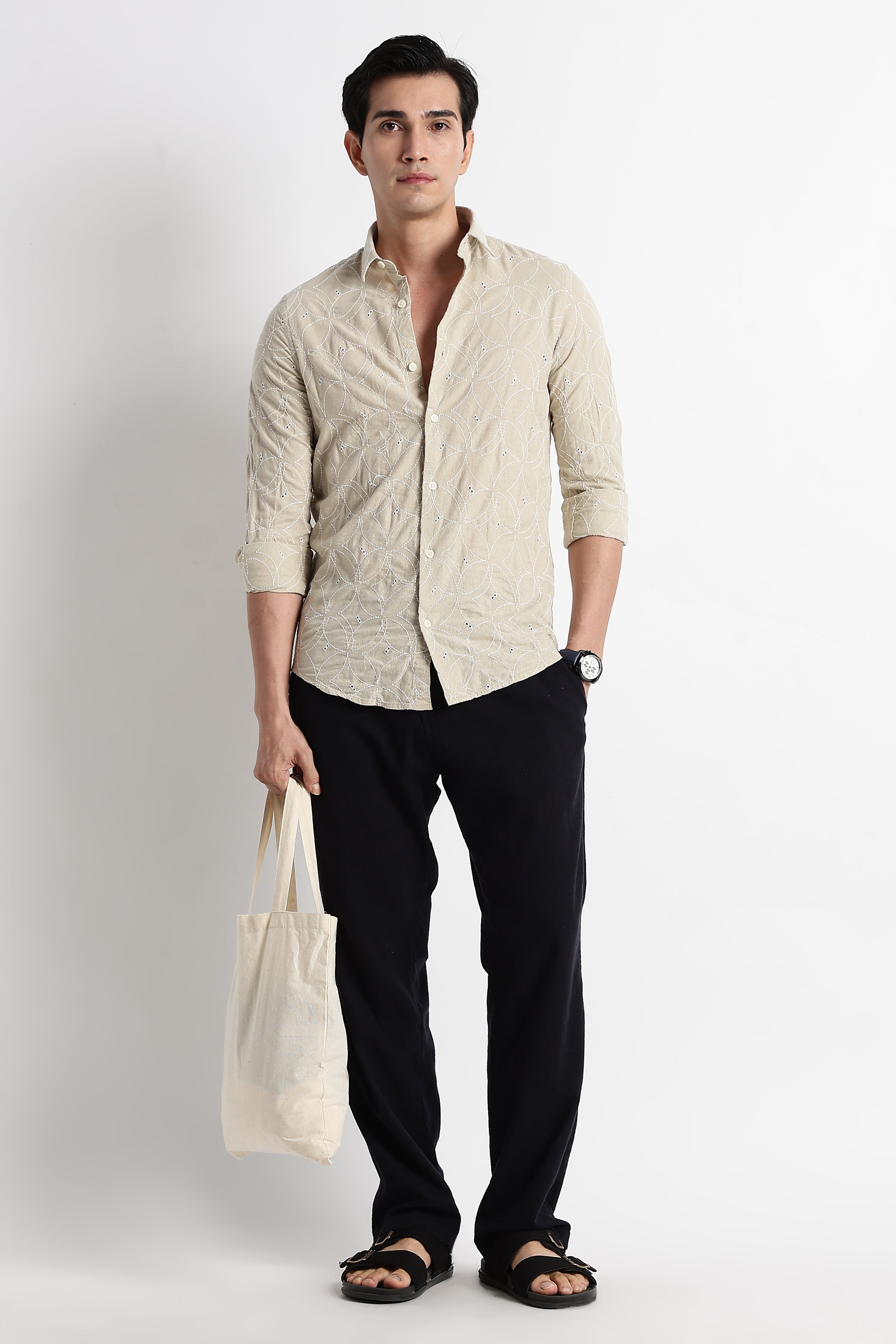Men Embroided Cotton Shirt
