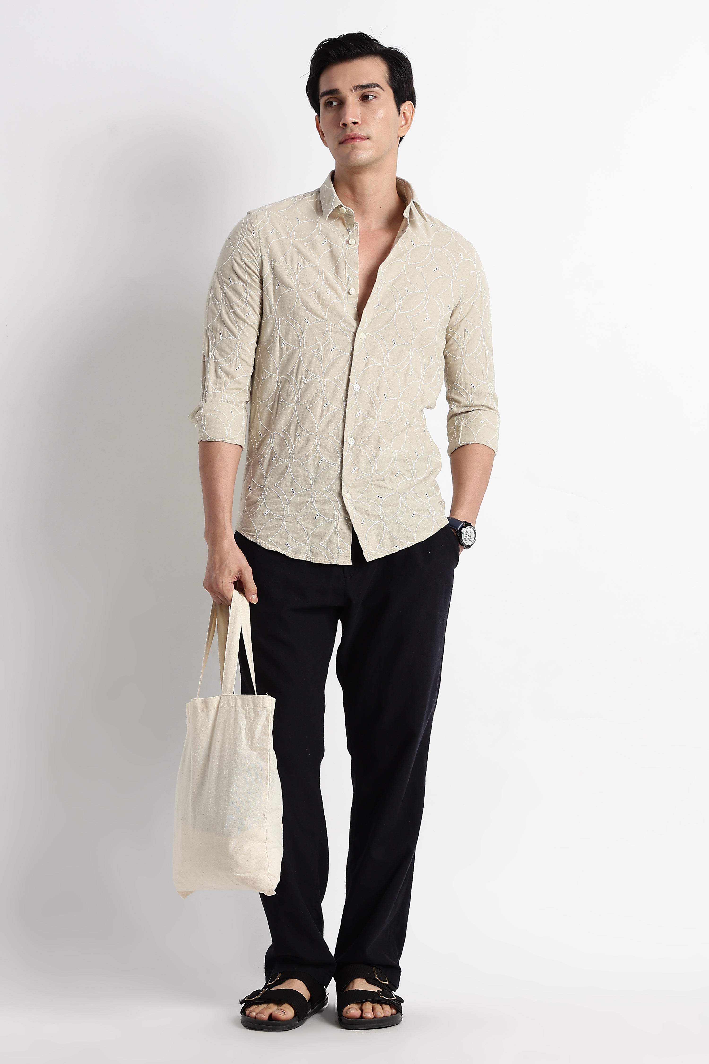Men Embroided Cotton Shirt