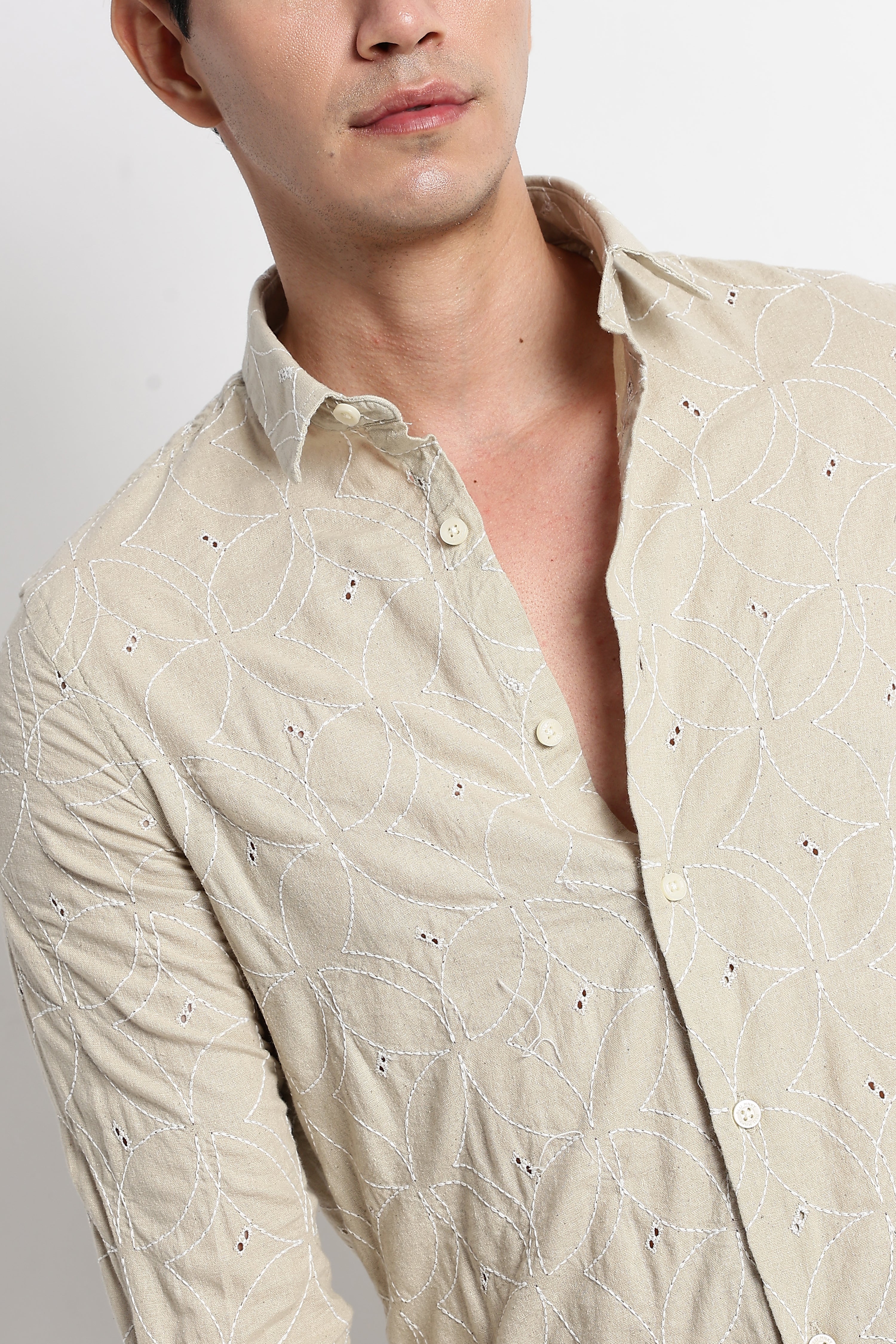 Men Embroided Cotton Shirt