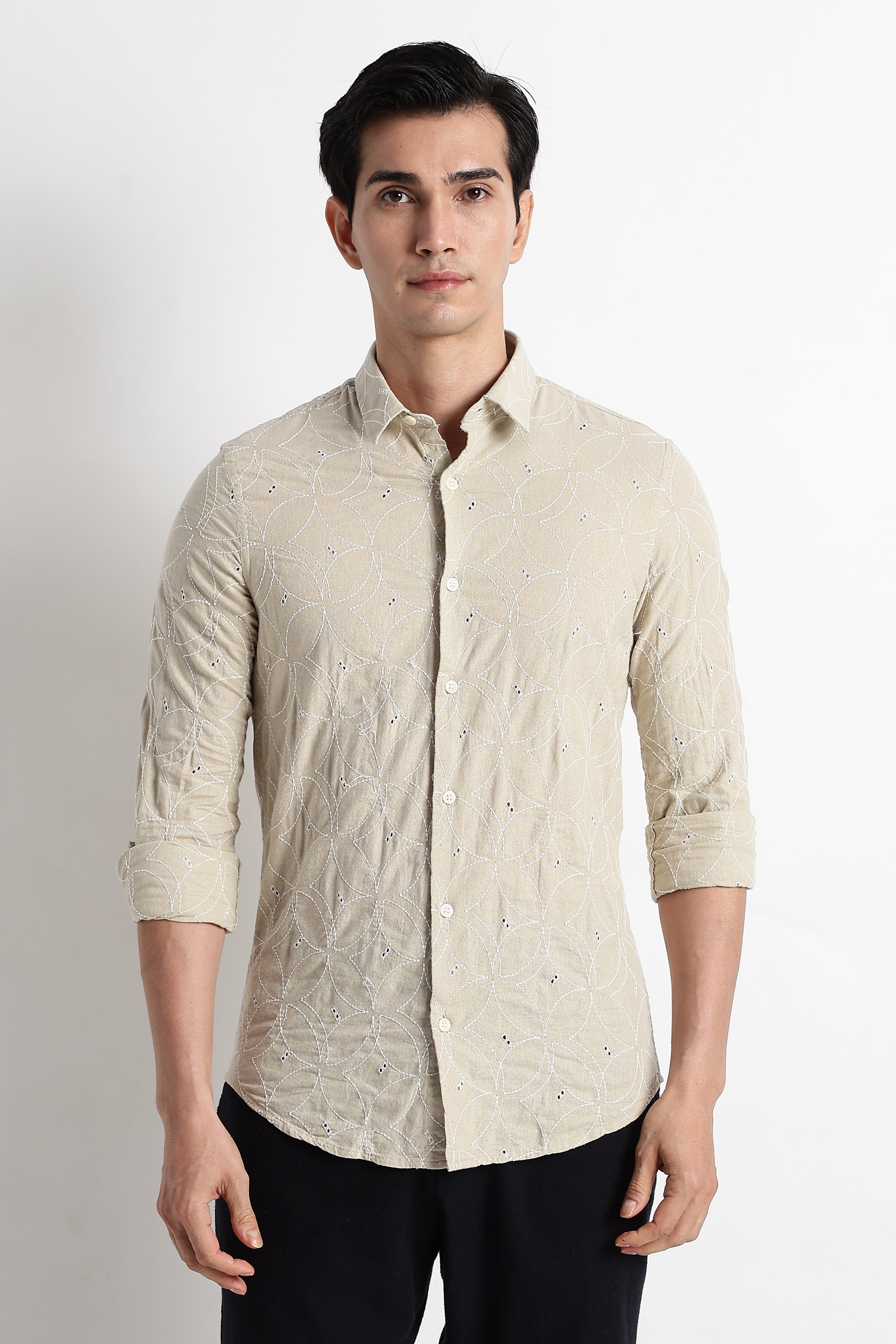 Men Embroided Cotton Shirt