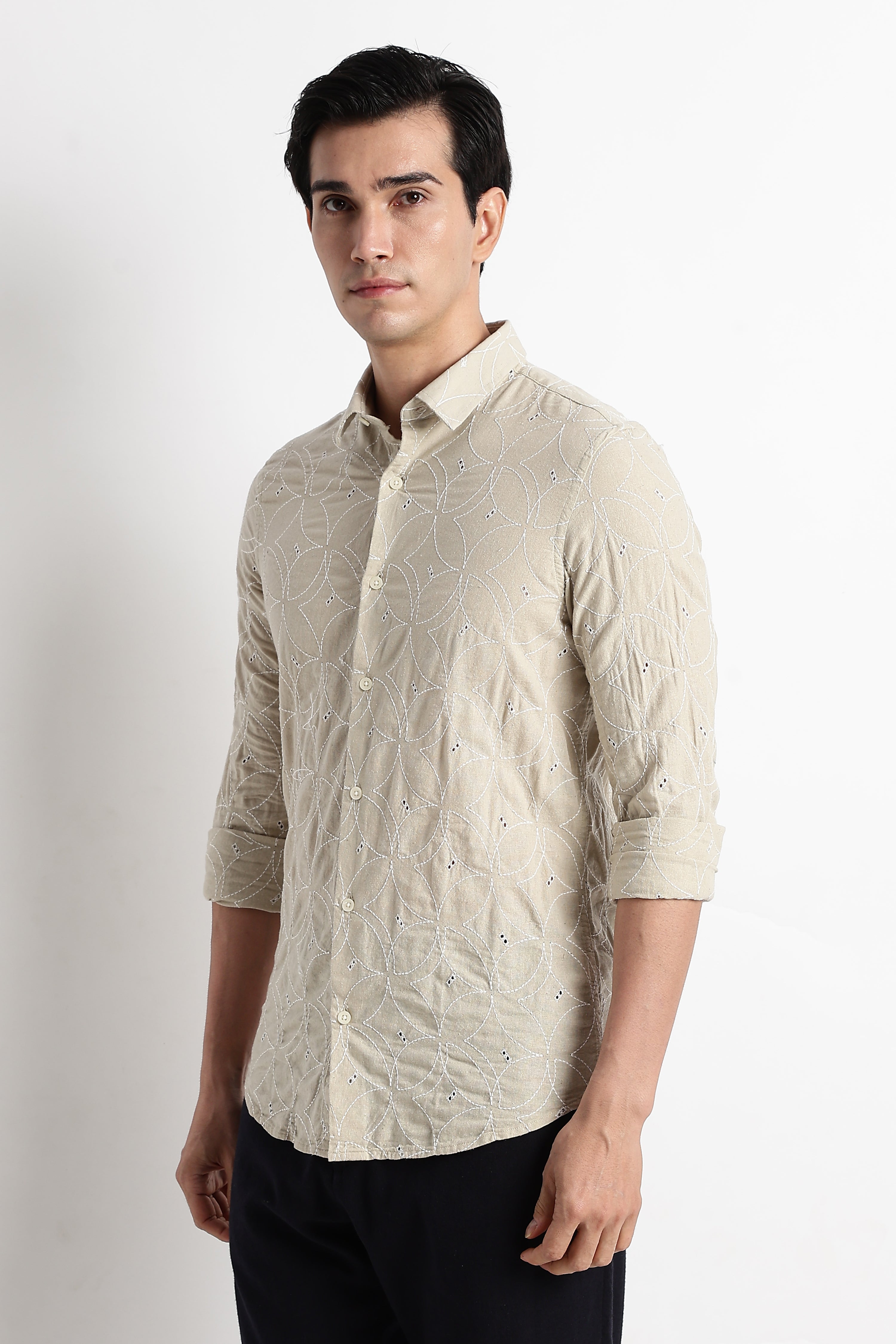 Men Embroided Cotton Shirt