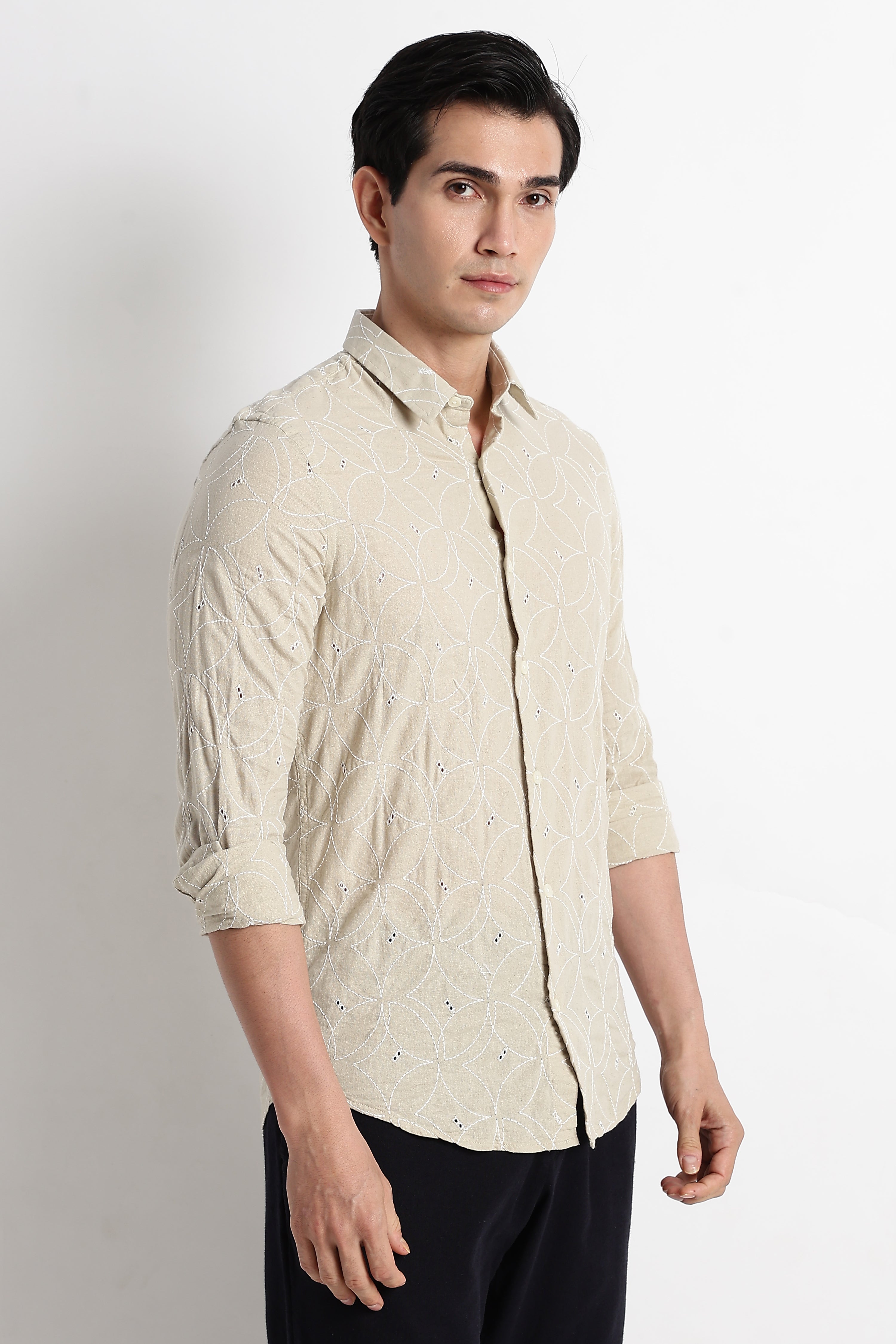 Men Embroided Cotton Shirt