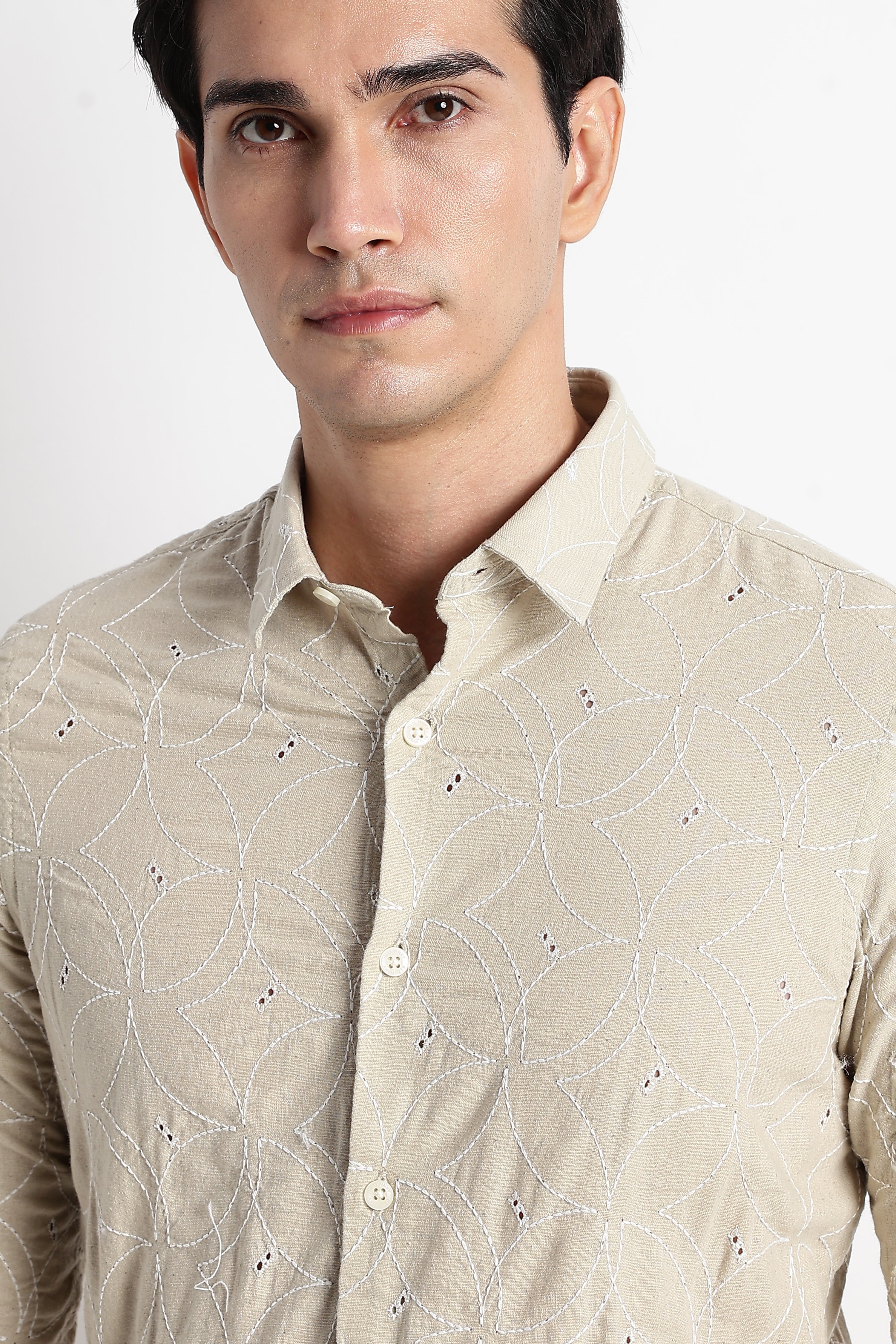 Men Embroided Cotton Shirt