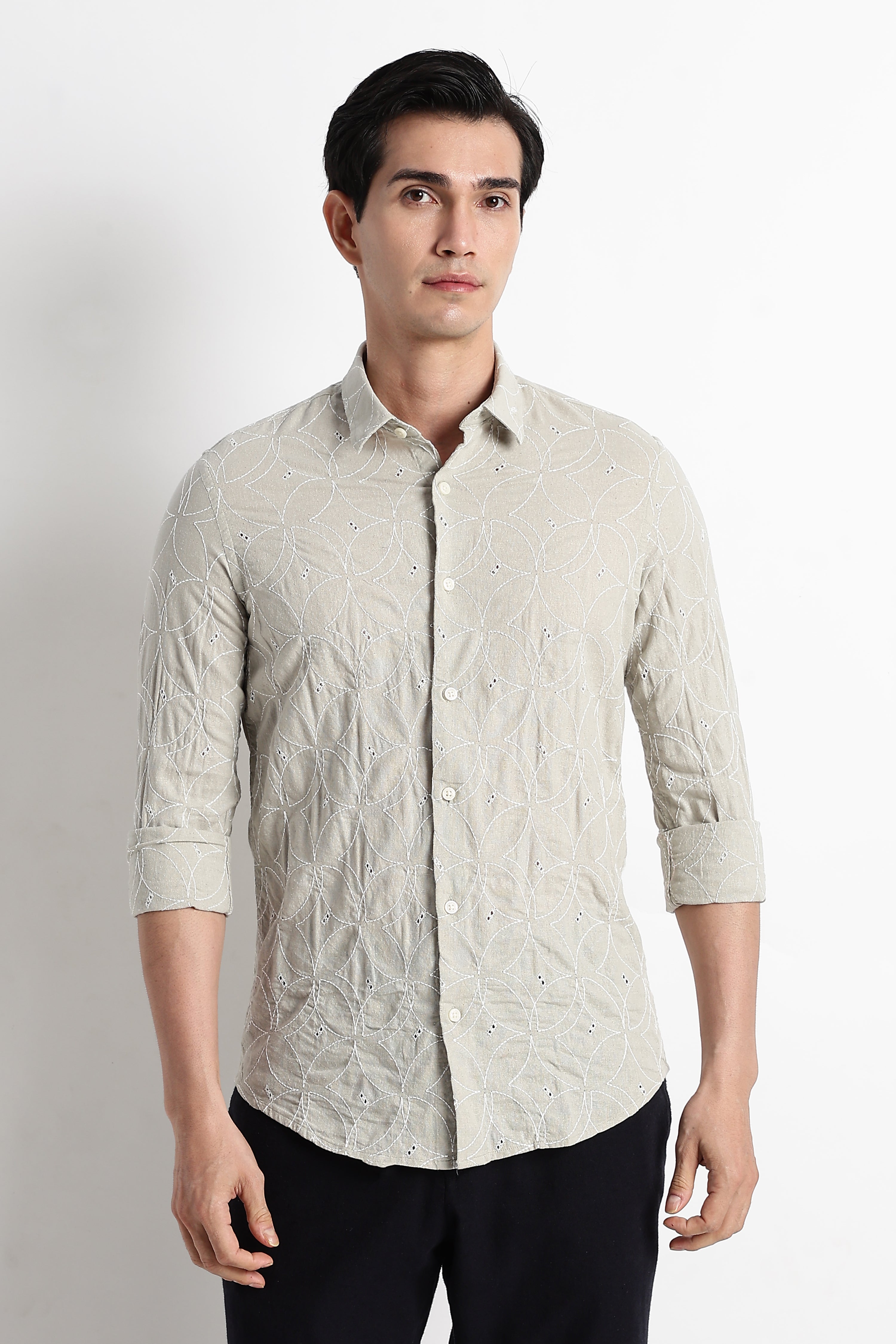 Men Embroided Cotton Shirt