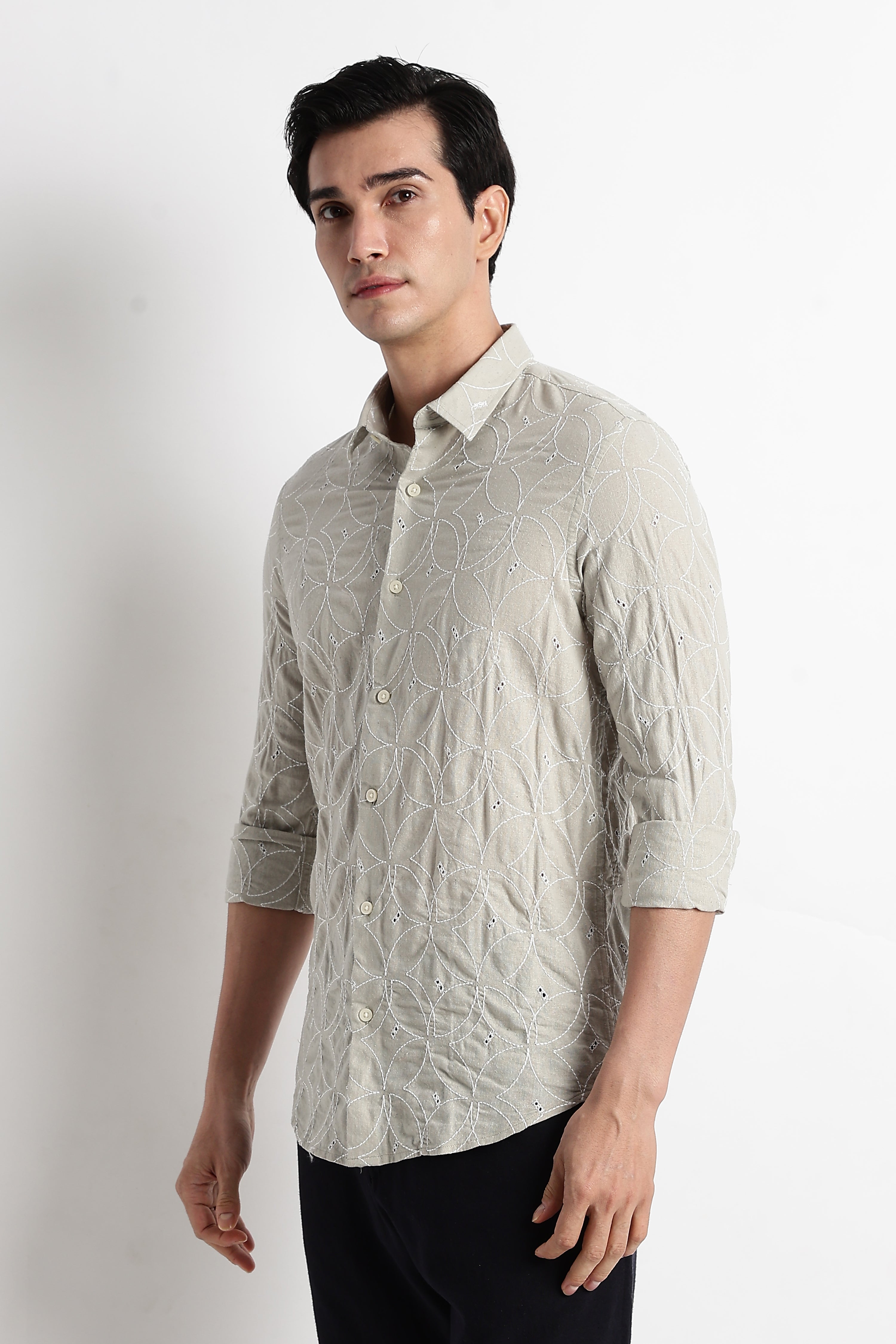 Men Embroided Cotton Shirt