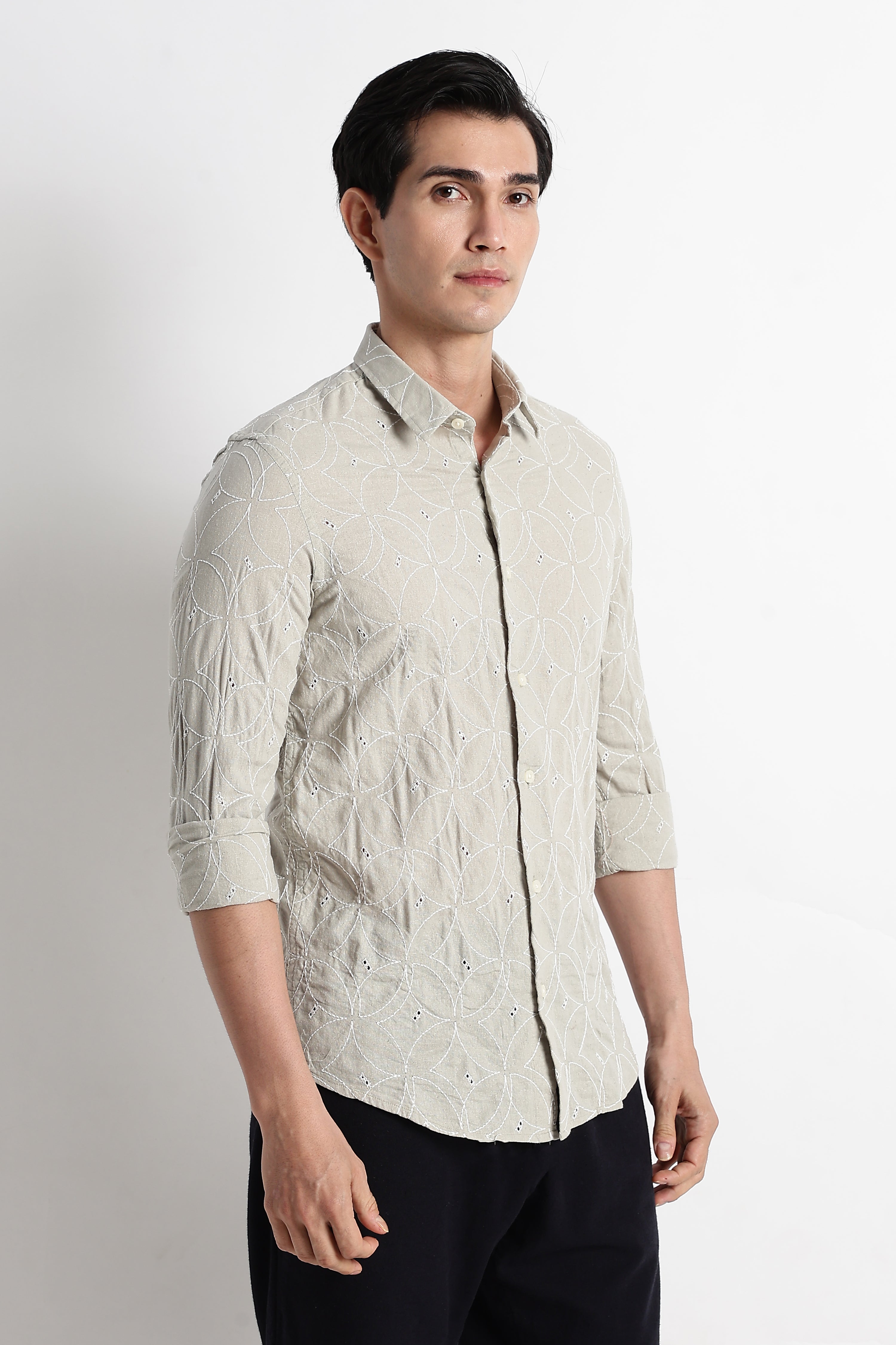 Men Embroided Cotton Shirt