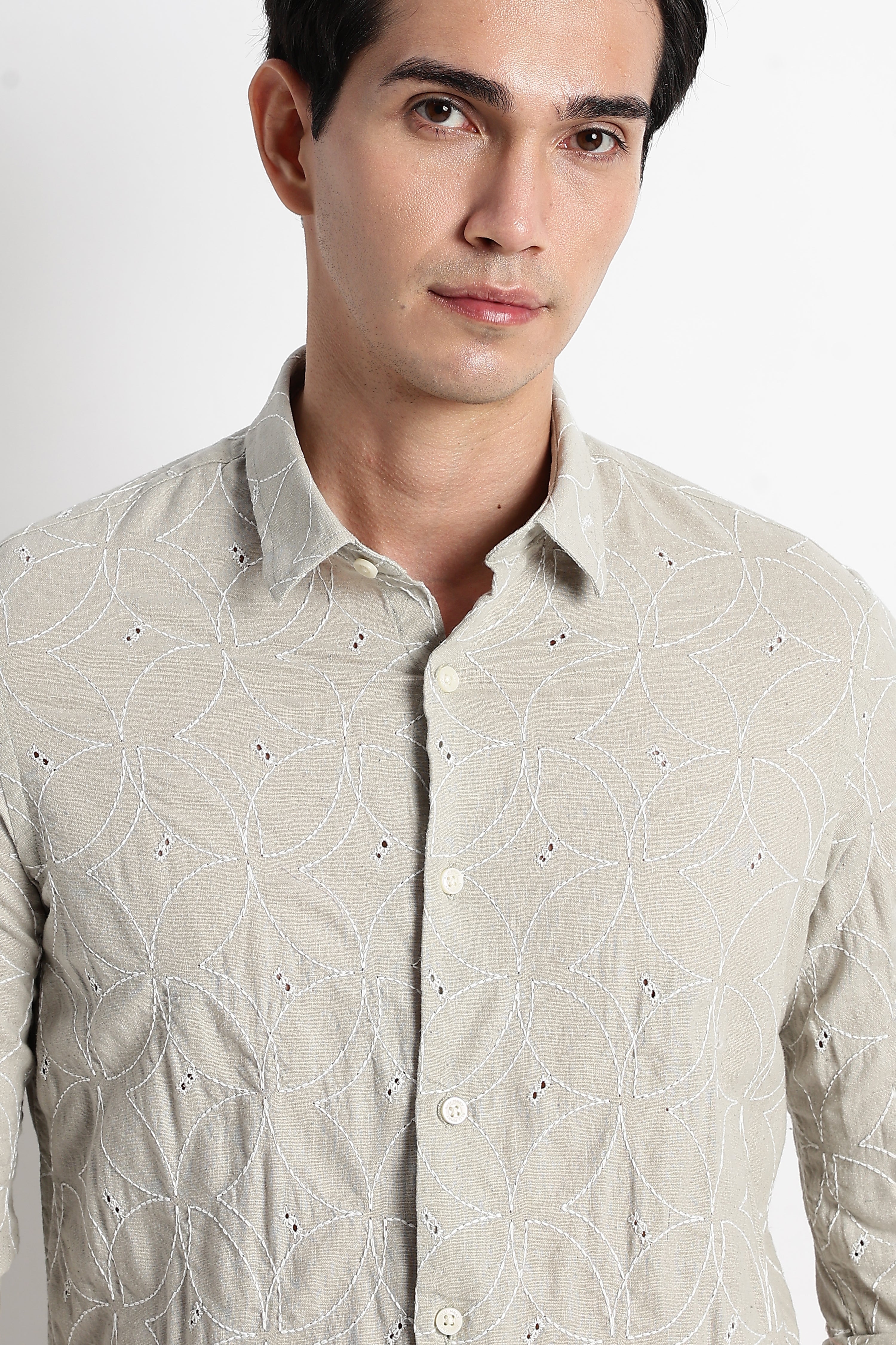 Men Embroided Cotton Shirt