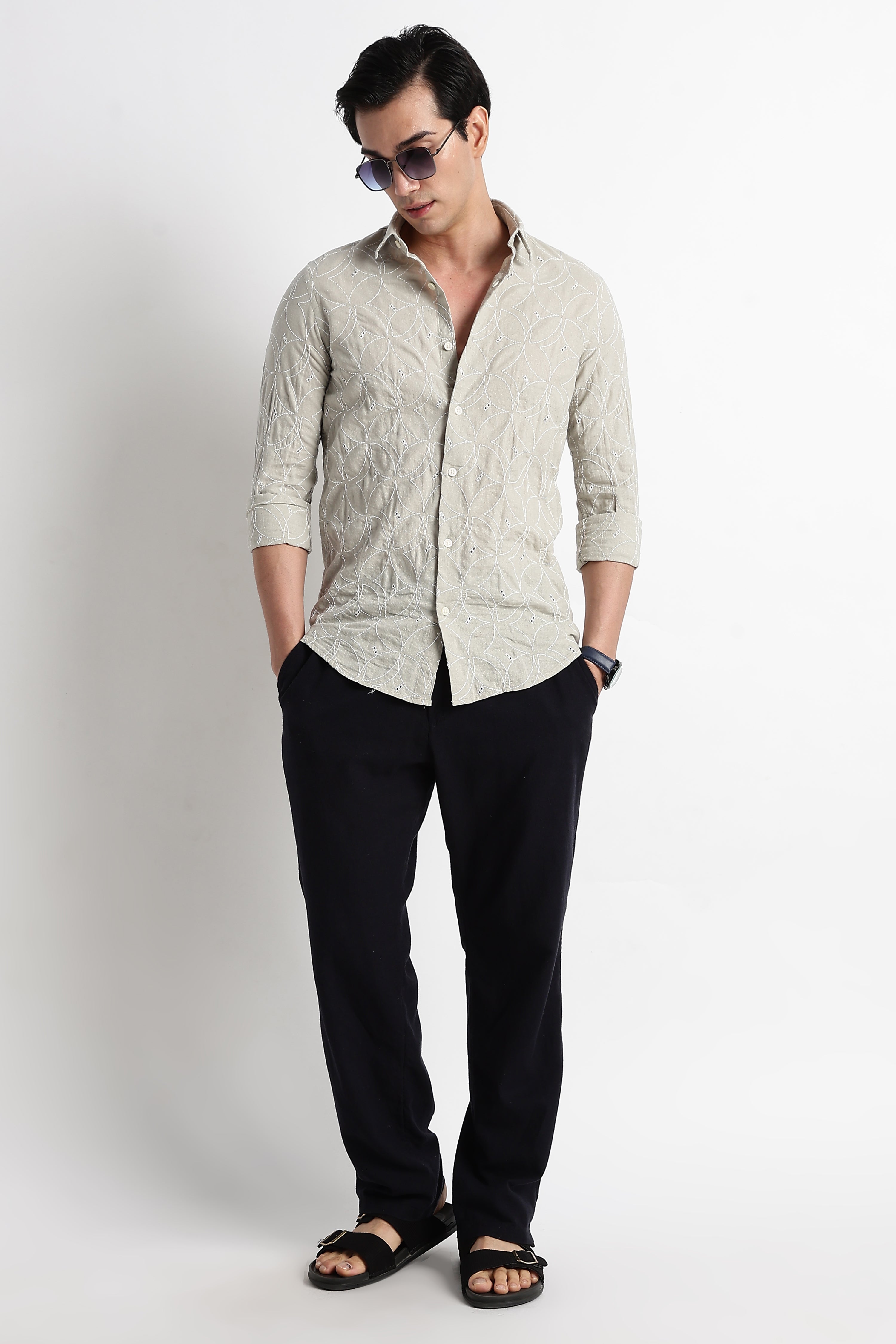 Men Embroided Cotton Shirt