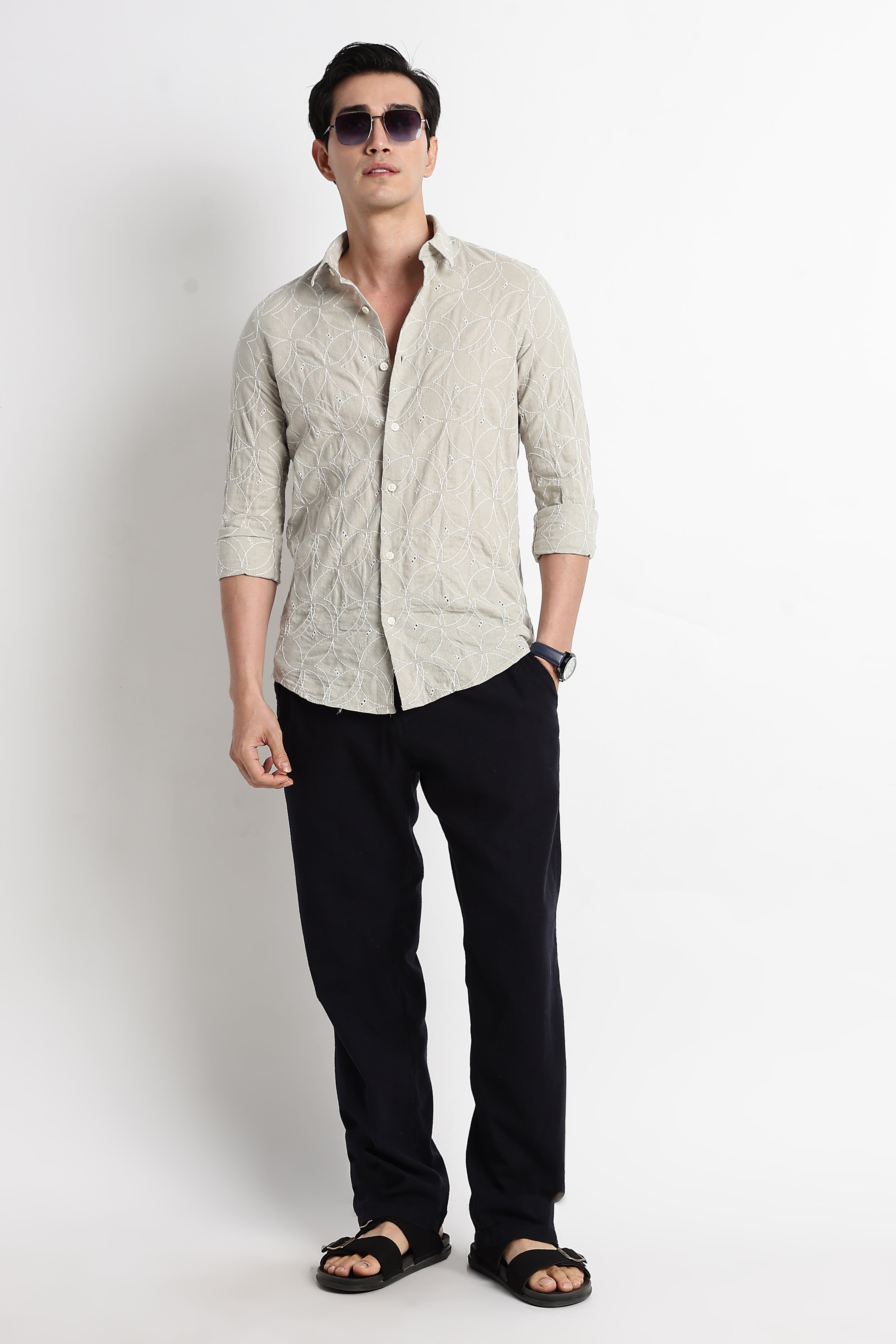 Men Embroided Cotton Shirt