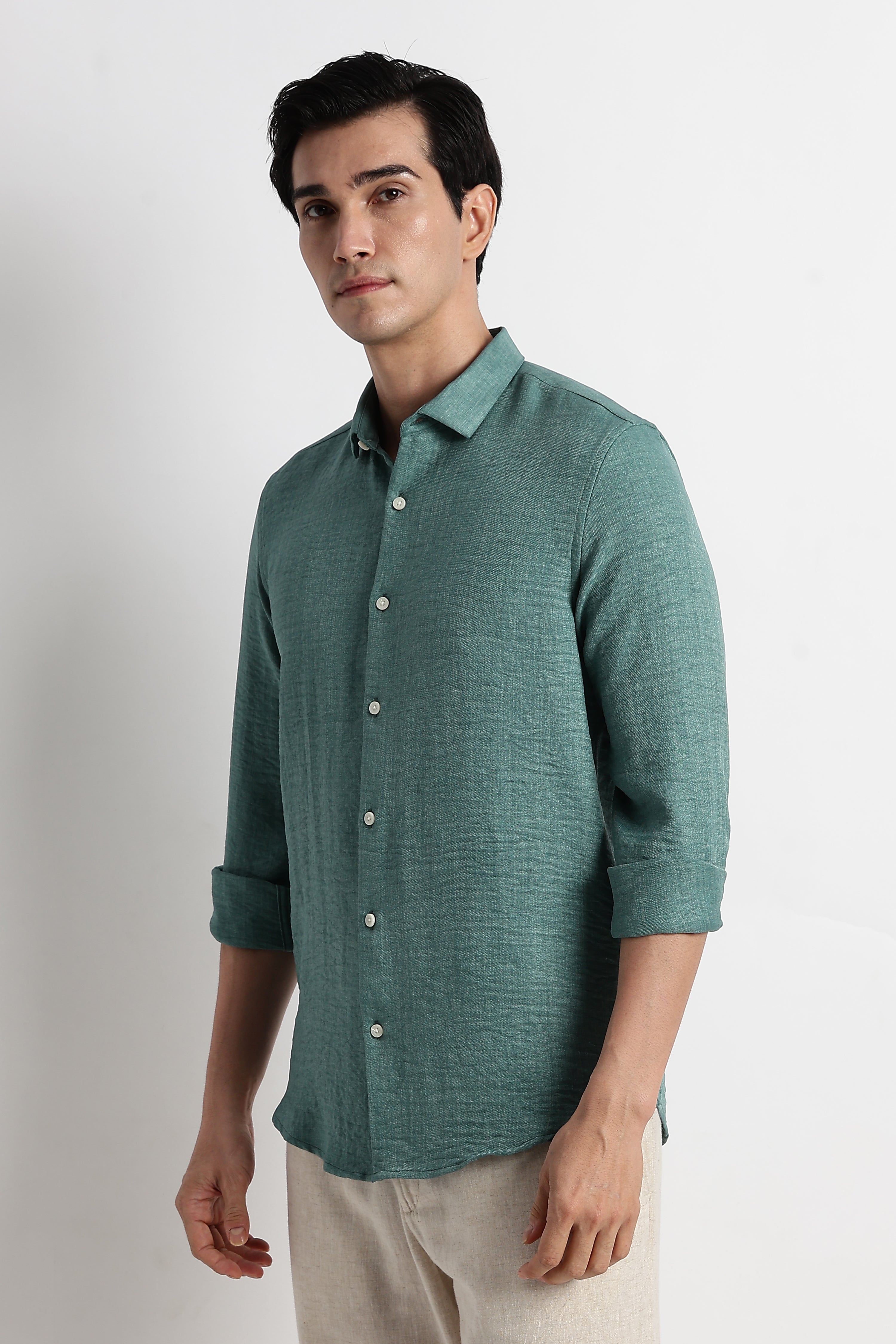 Men Linen-Blend Shirt