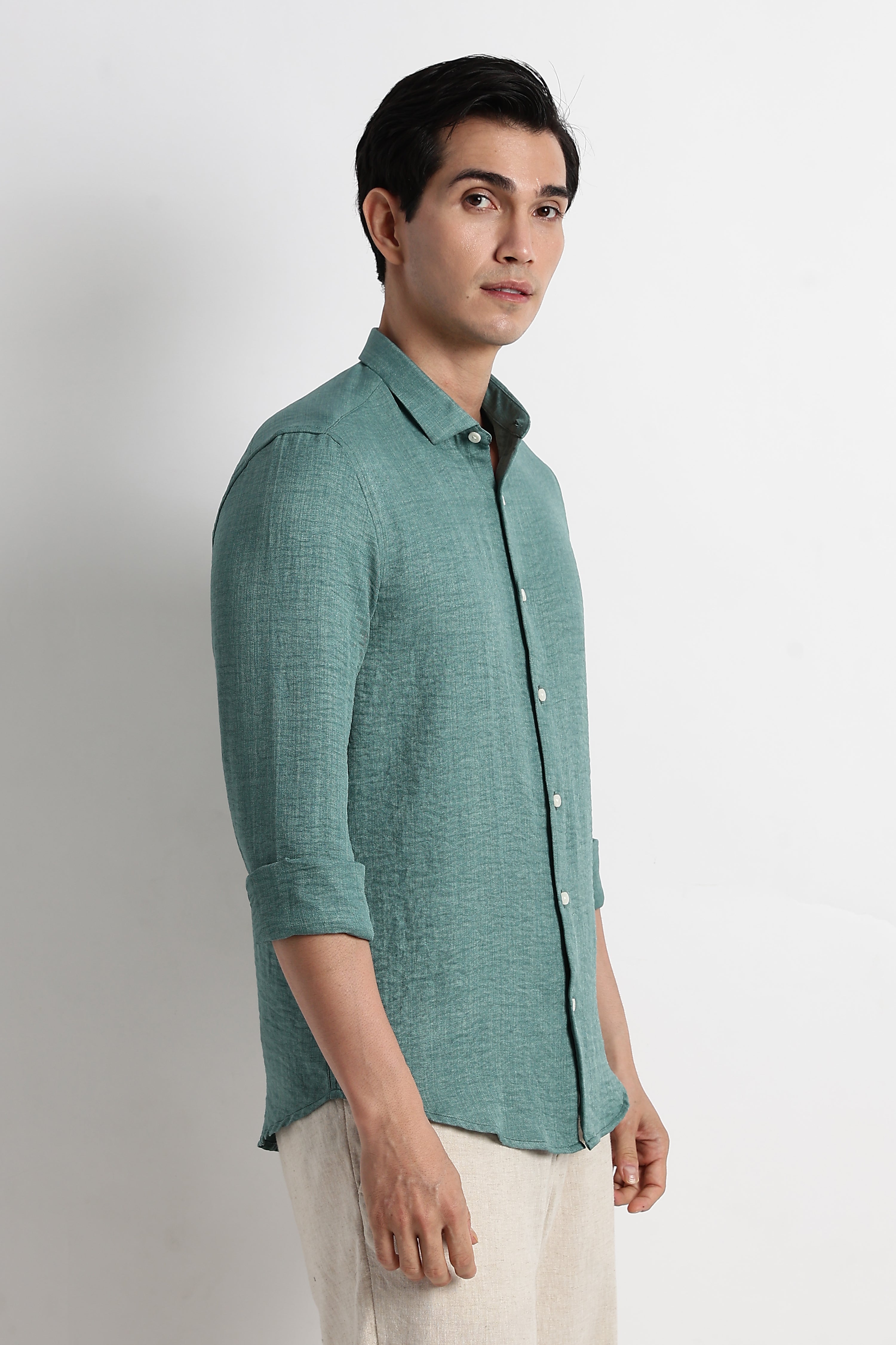 Men Linen-Blend Shirt