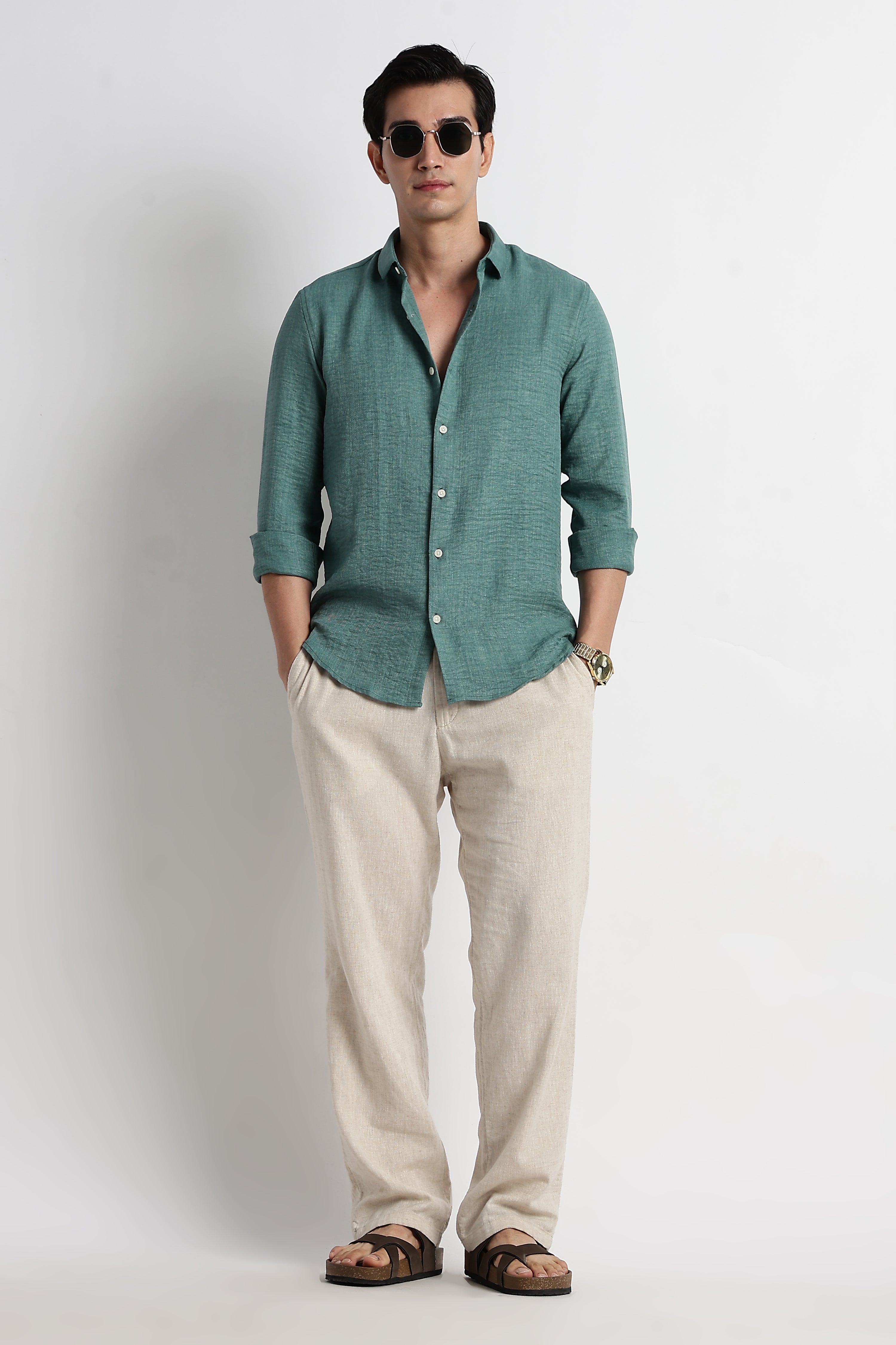 Men Linen-Blend Shirt