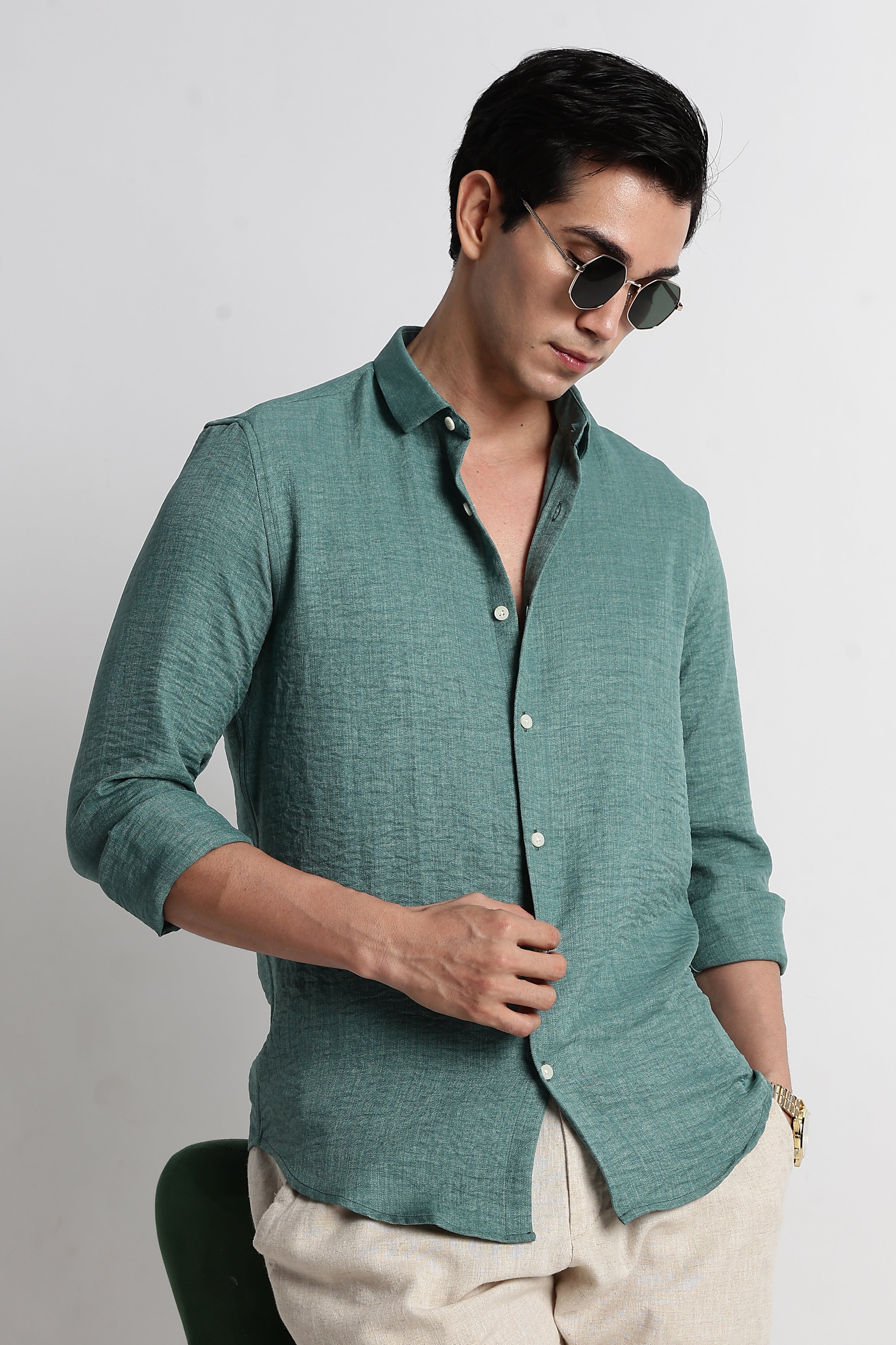 Men Linen-Blend Shirt