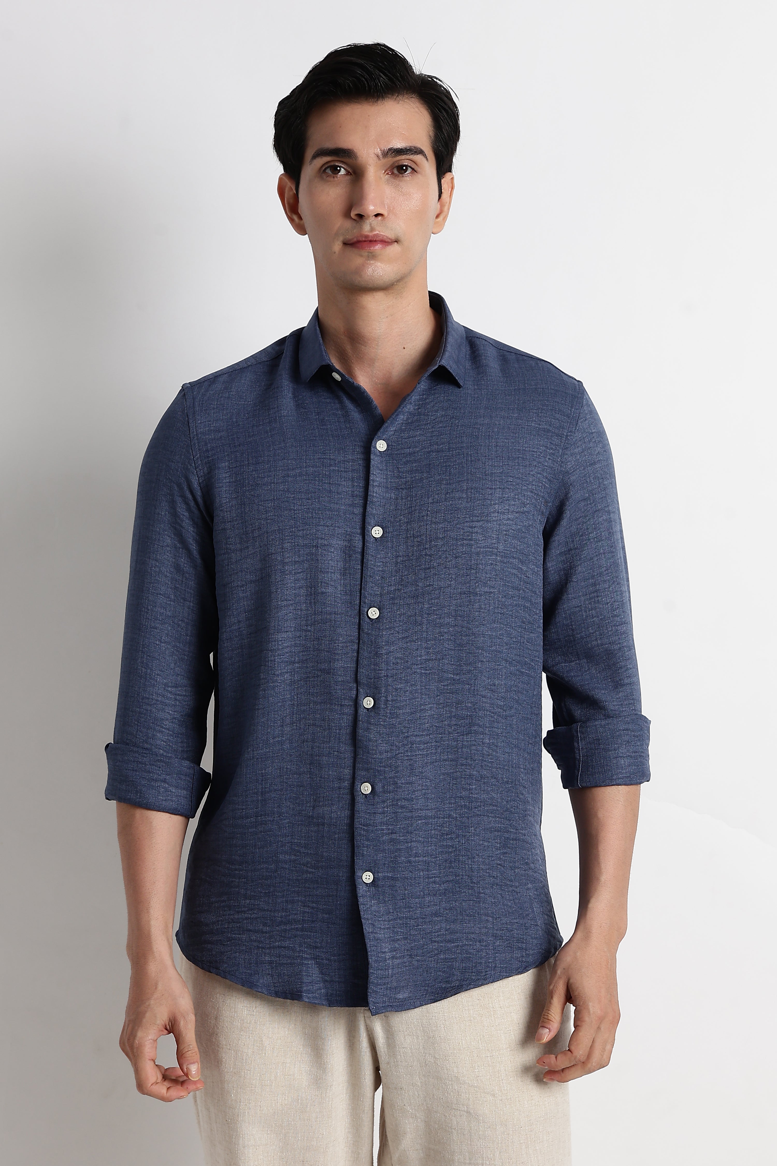 Men Linen-Blend Shirt