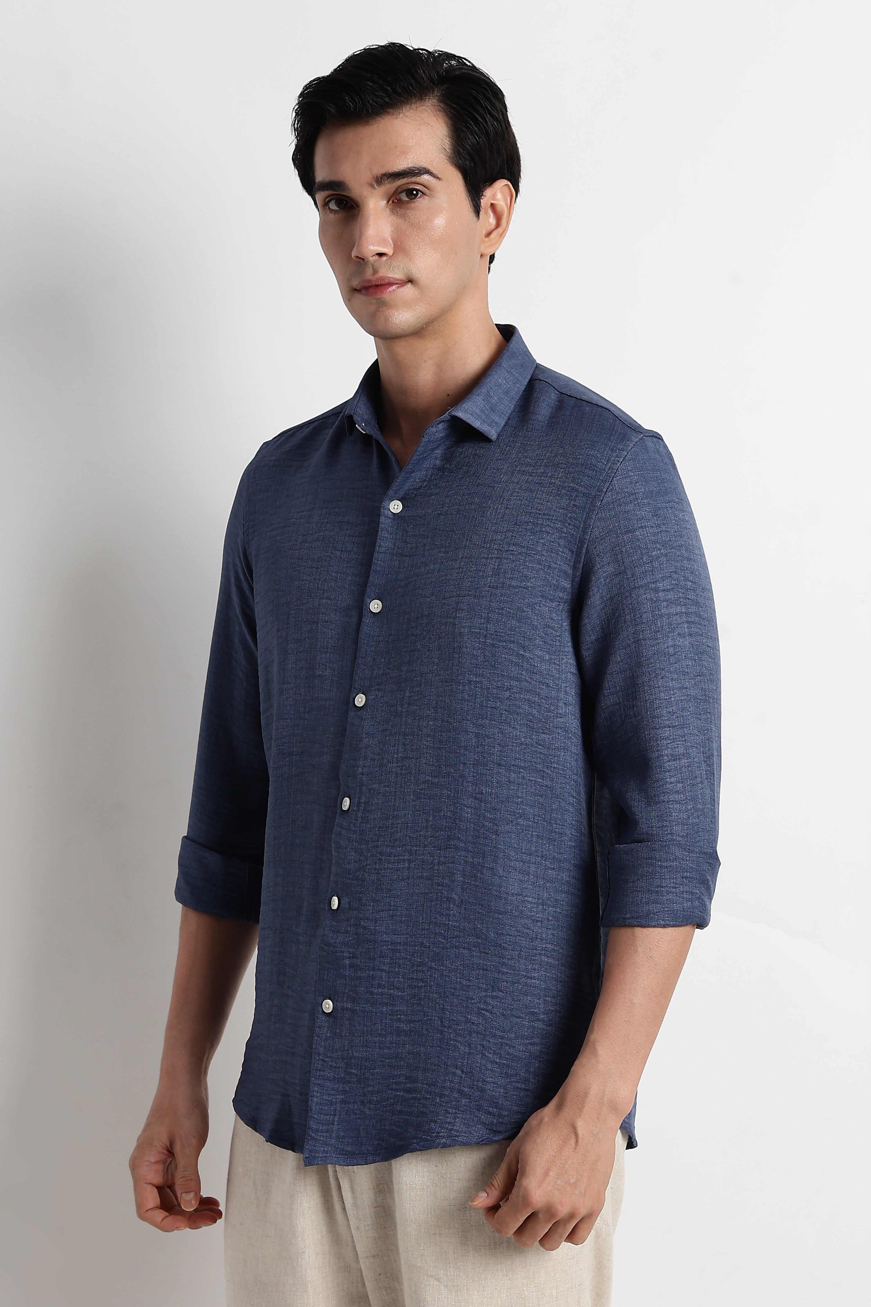 Men Linen-Blend Shirt