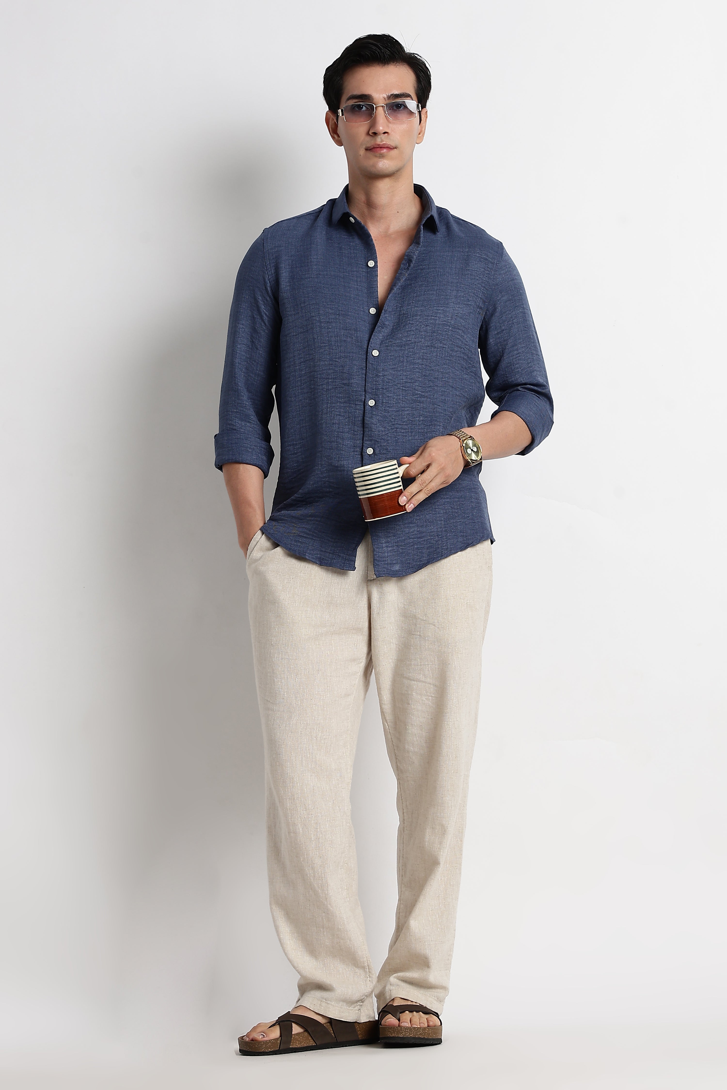 Men Linen-Blend Shirt
