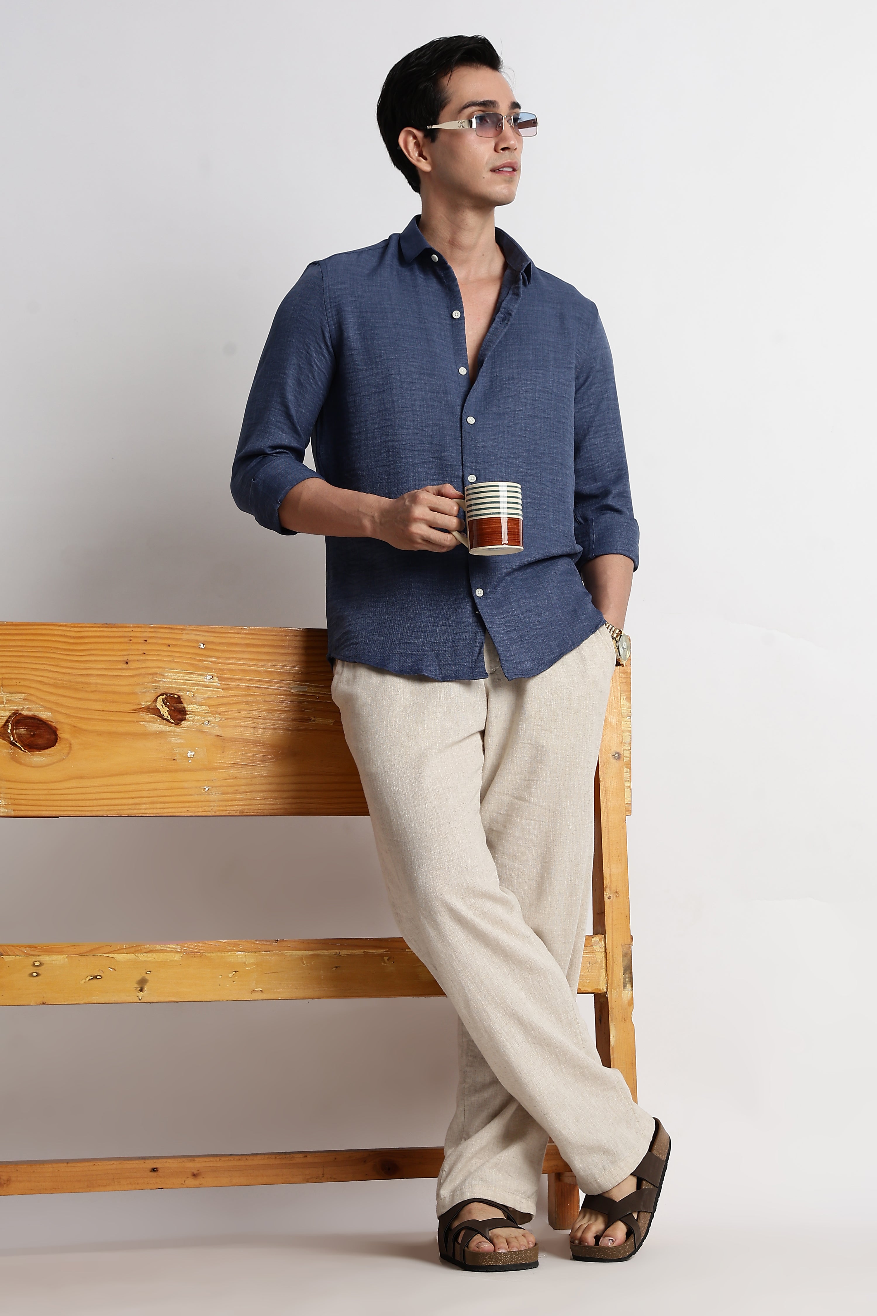 Men Linen-Blend Shirt