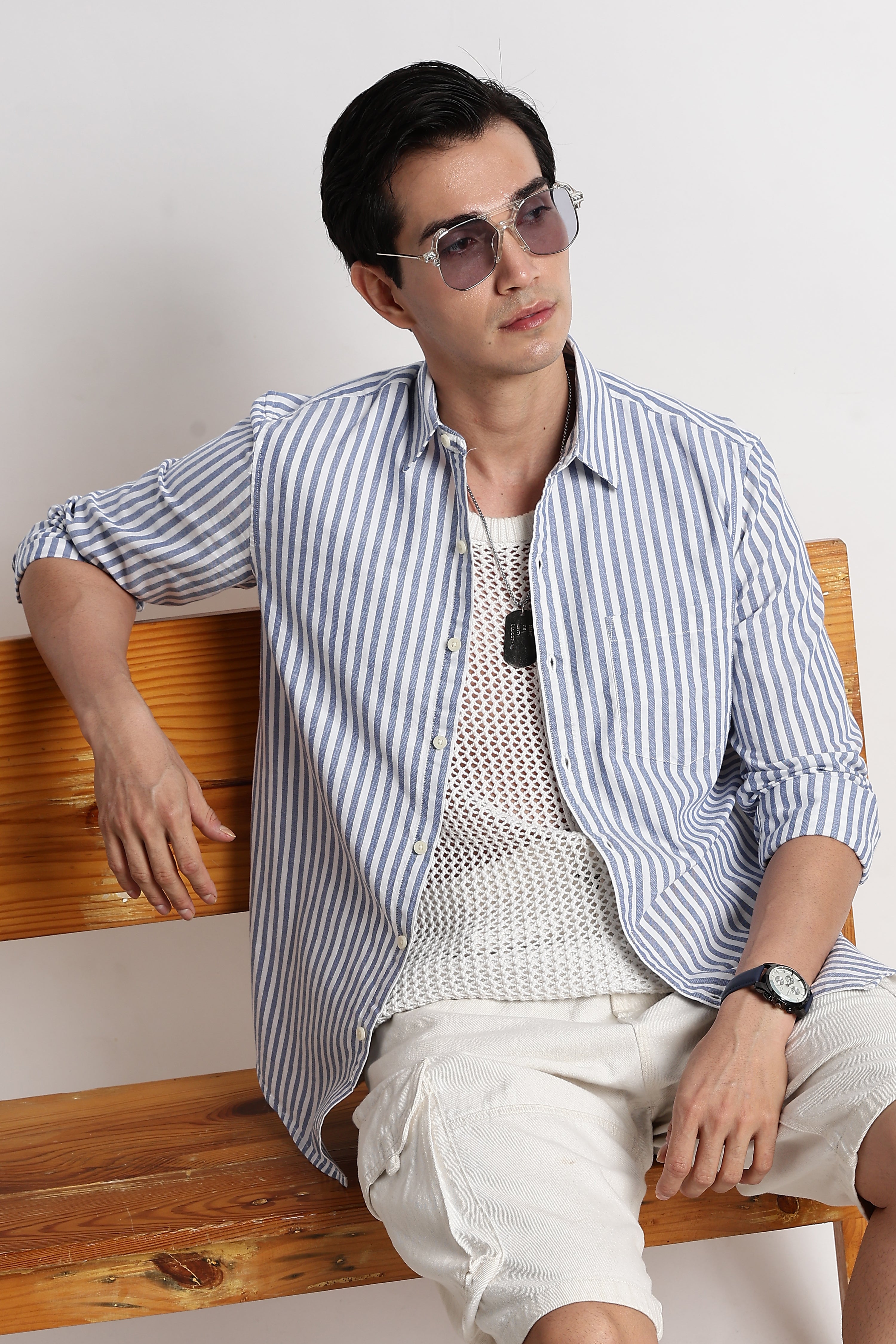 Men Cotton Striped Shirt