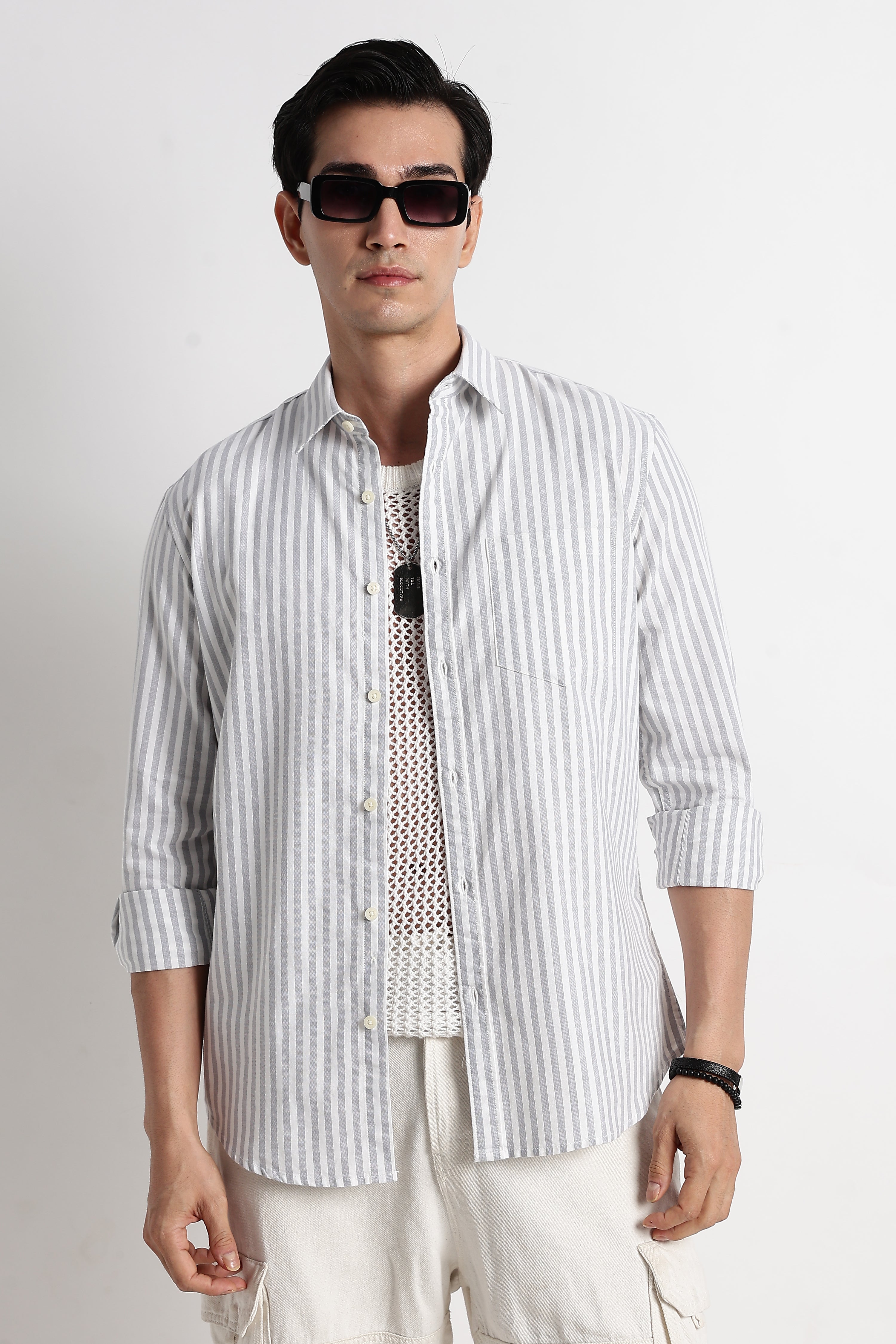 Men Cotton Striped Shirt