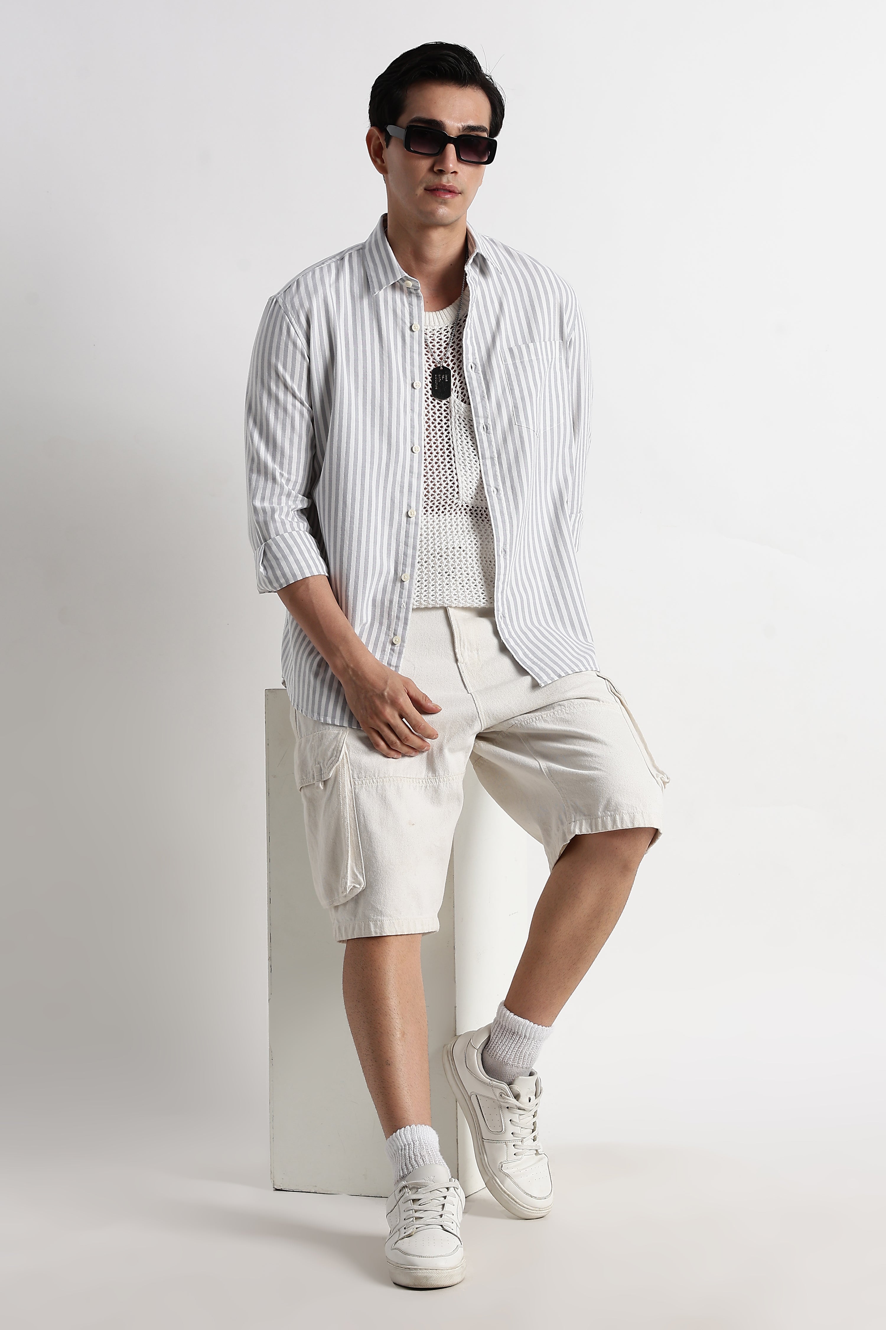Men Cotton Striped Shirt